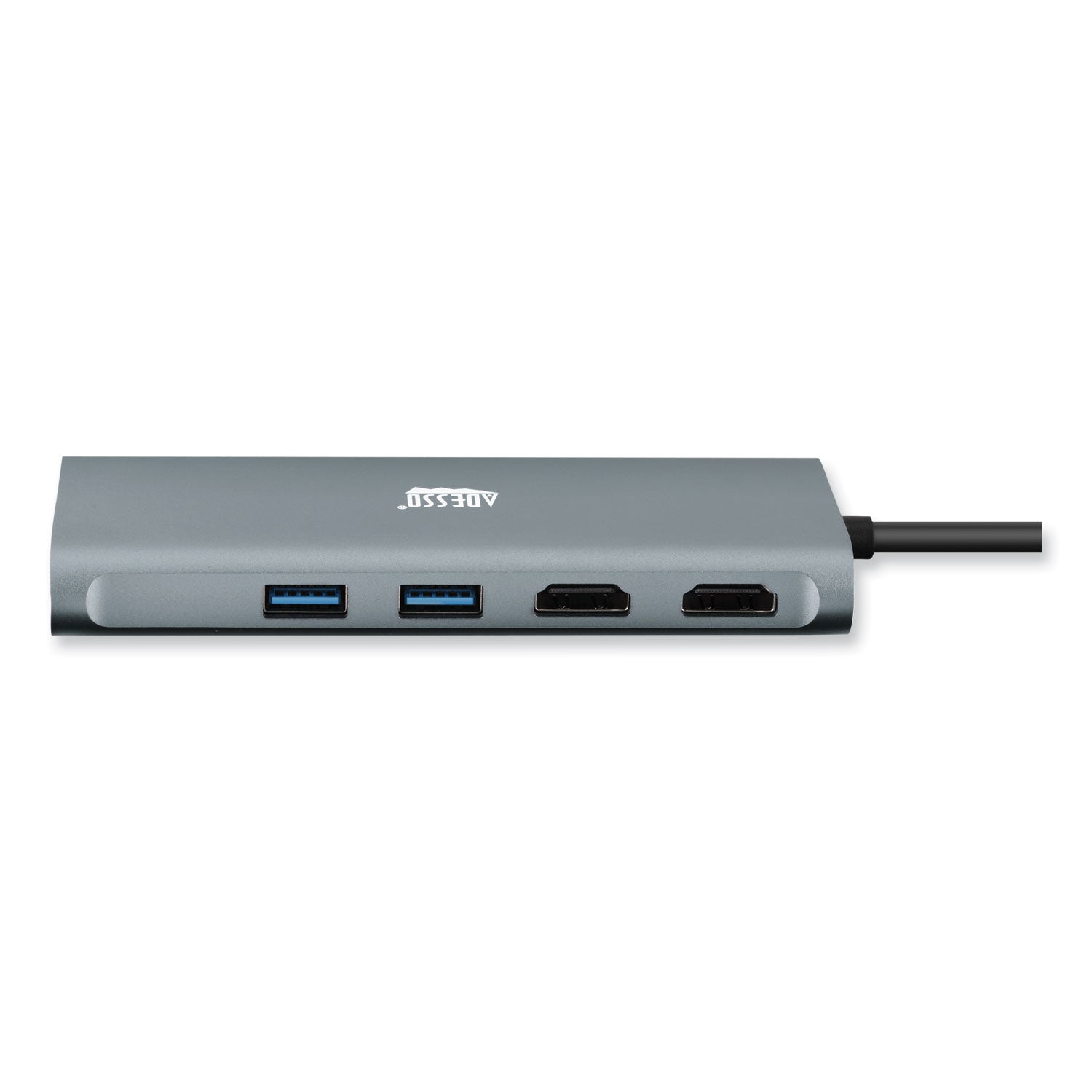 Adesso 9-in-1 USB Type-C Docking Station, 2 HDMI/3 USB C/SD and TF Slot/RJ45, Gray/Black
