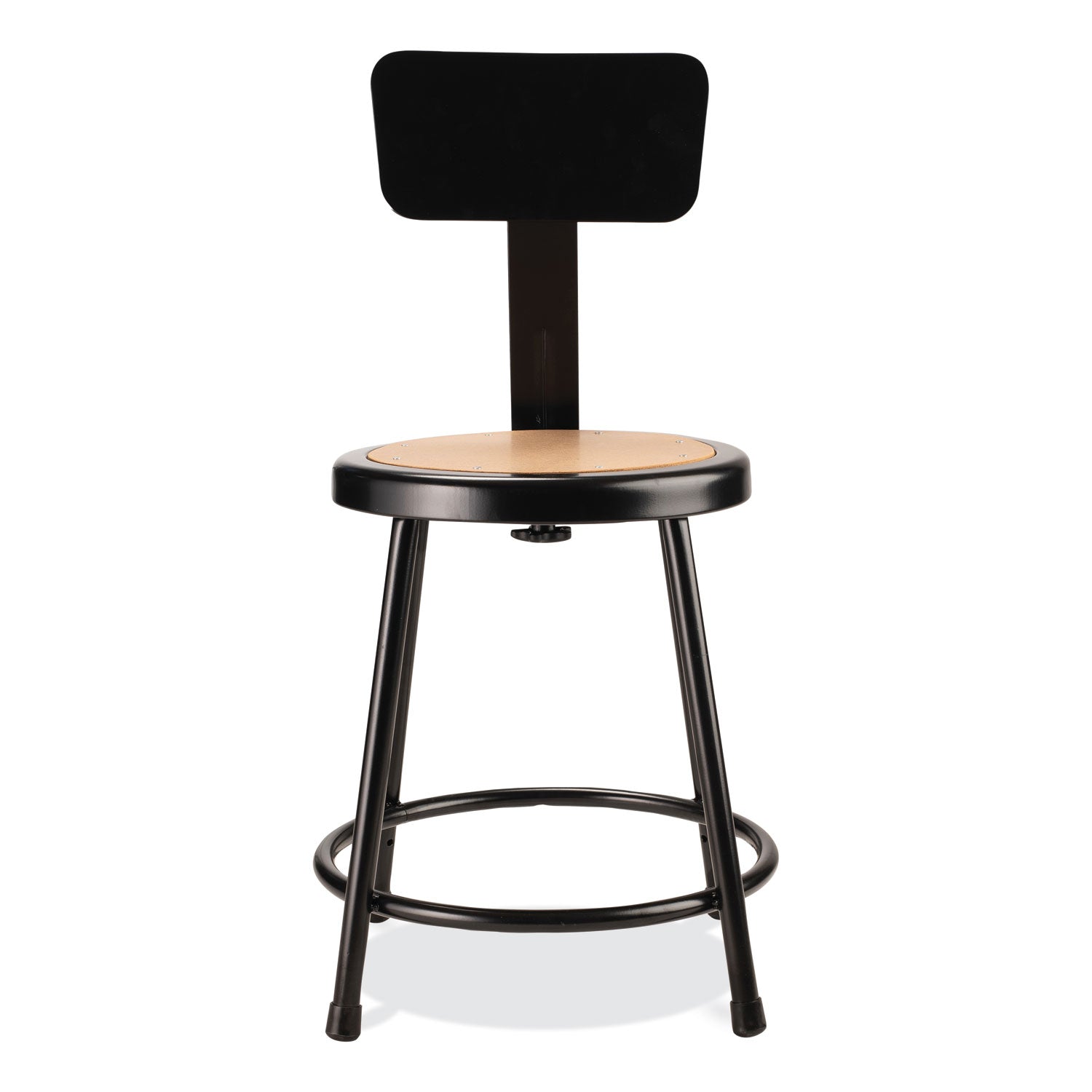 NPS® 6200 Series Heavy Duty Stool with Backrest, Supports Up to 500 lb, 18" Seat Height, Brown Seat, Black Back/Base