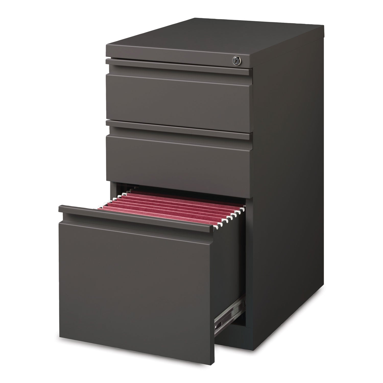 Hirsh Industries® Full-Width Pull 20 Deep Mobile Pedestal File, 3-Drawer: Box/Box/File, Letter, Medium Tone, 15x19.88x27.75