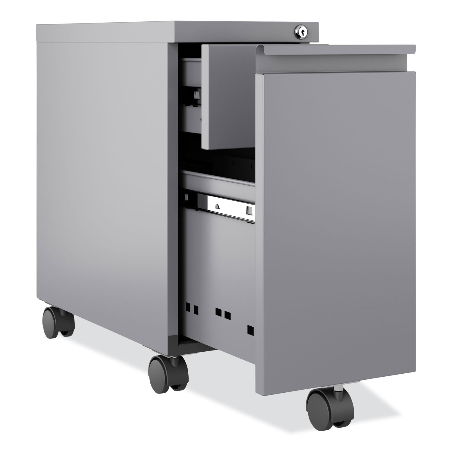 Hirsh Industries® Zip Mobile Pedestal File, 1-Drawer, File, Legal/Letter, Arctic Silver, 10 x 19.88 x 21.75