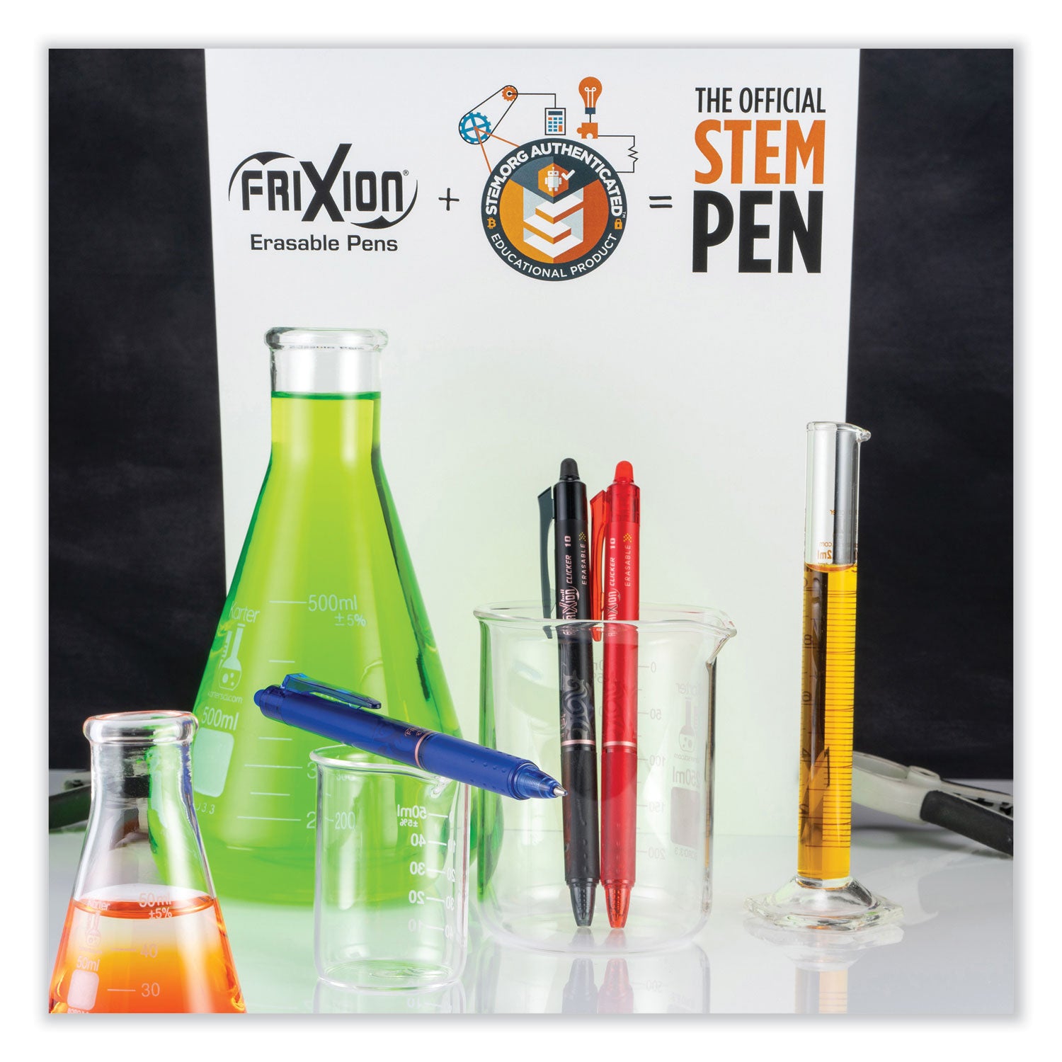 Pilot® Frixion Clicker Erasable Gel Pen, Retractable, Bold 1 Mm, Blue Ink, Blue Barrel, Dozen