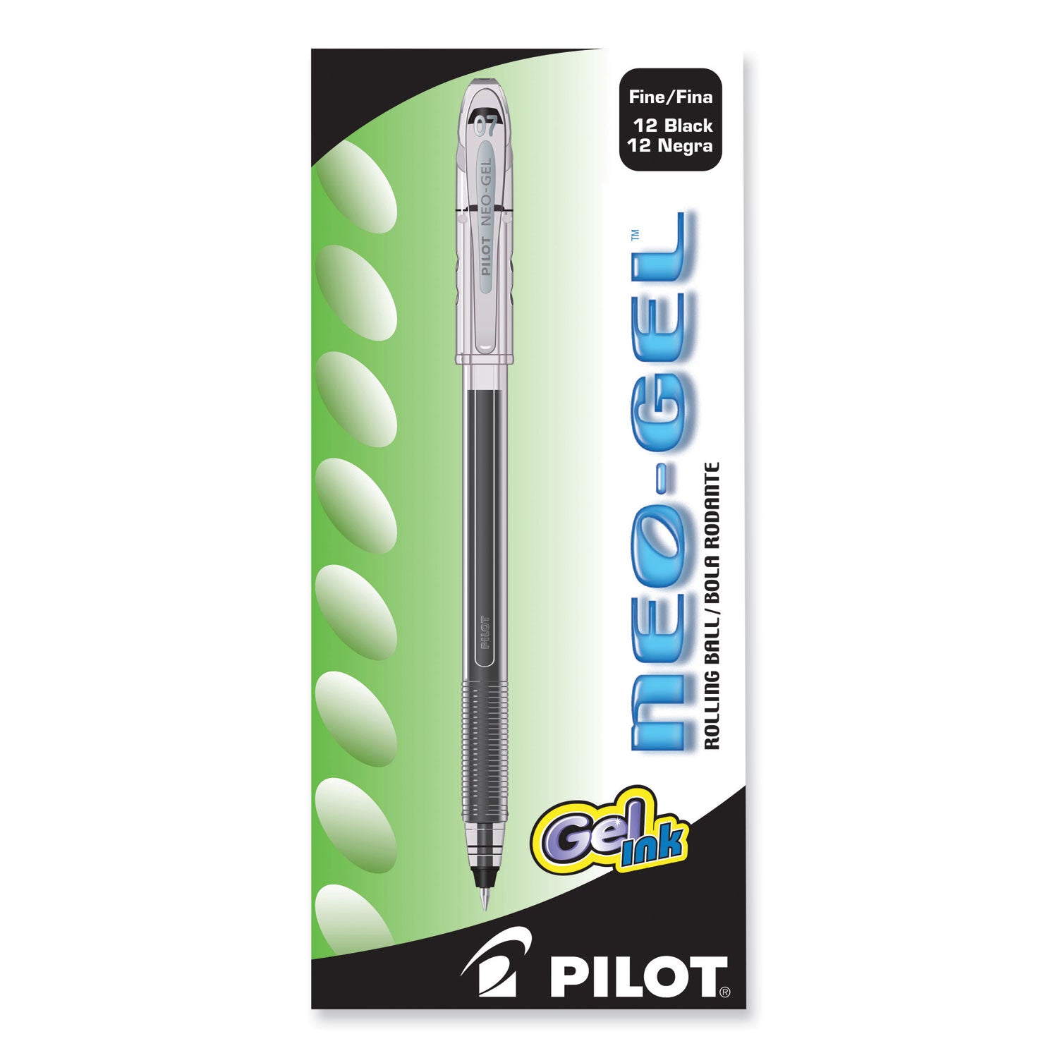 Pilot® Neo-Gel Gel Pen, Stick, Fine 0.7 Mm, Black Ink, Black Barrel, Dozen