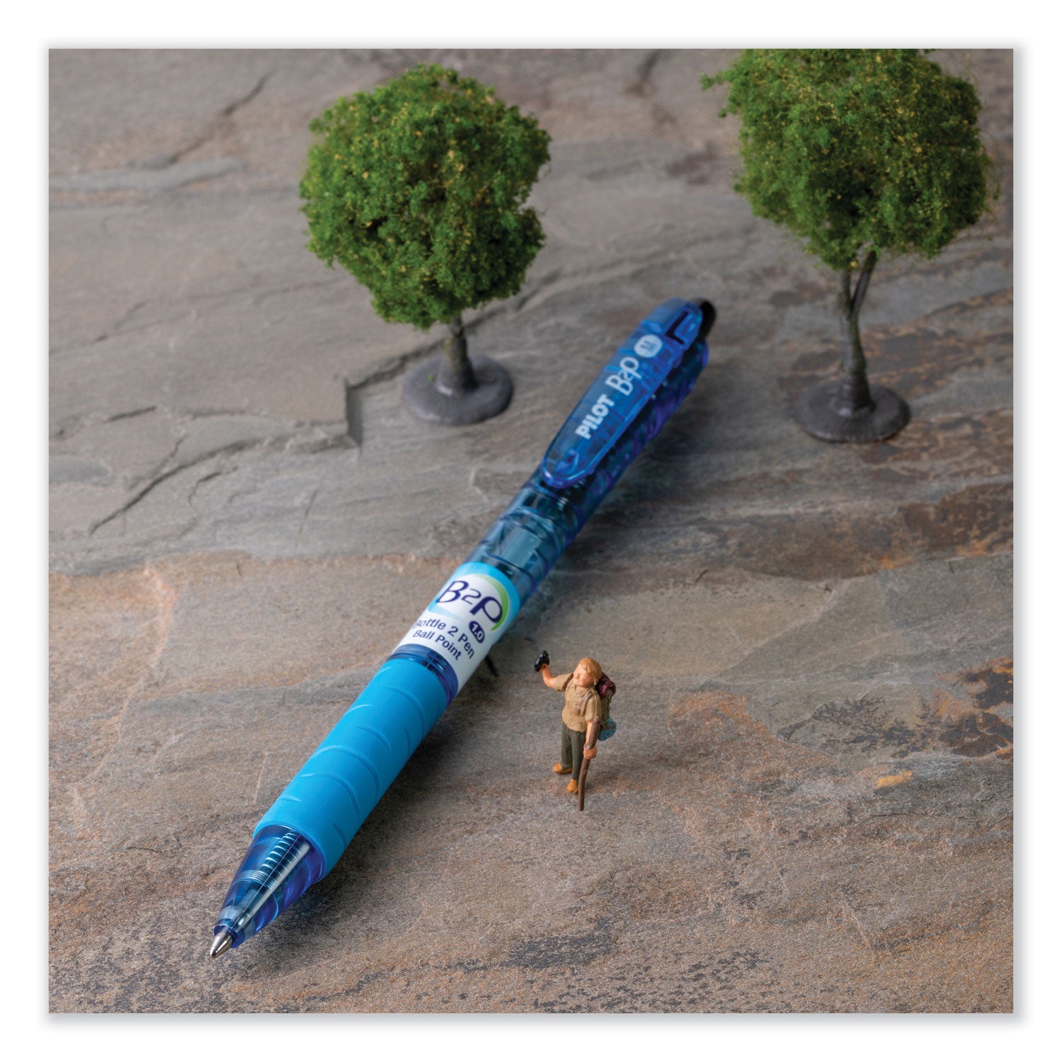 Pilot® B2p Bottle-2-Pen Recycled Ballpoint Pen, Retractable, Medium 1 Mm, Black Ink, Translucent Blue Barrel, Dozen