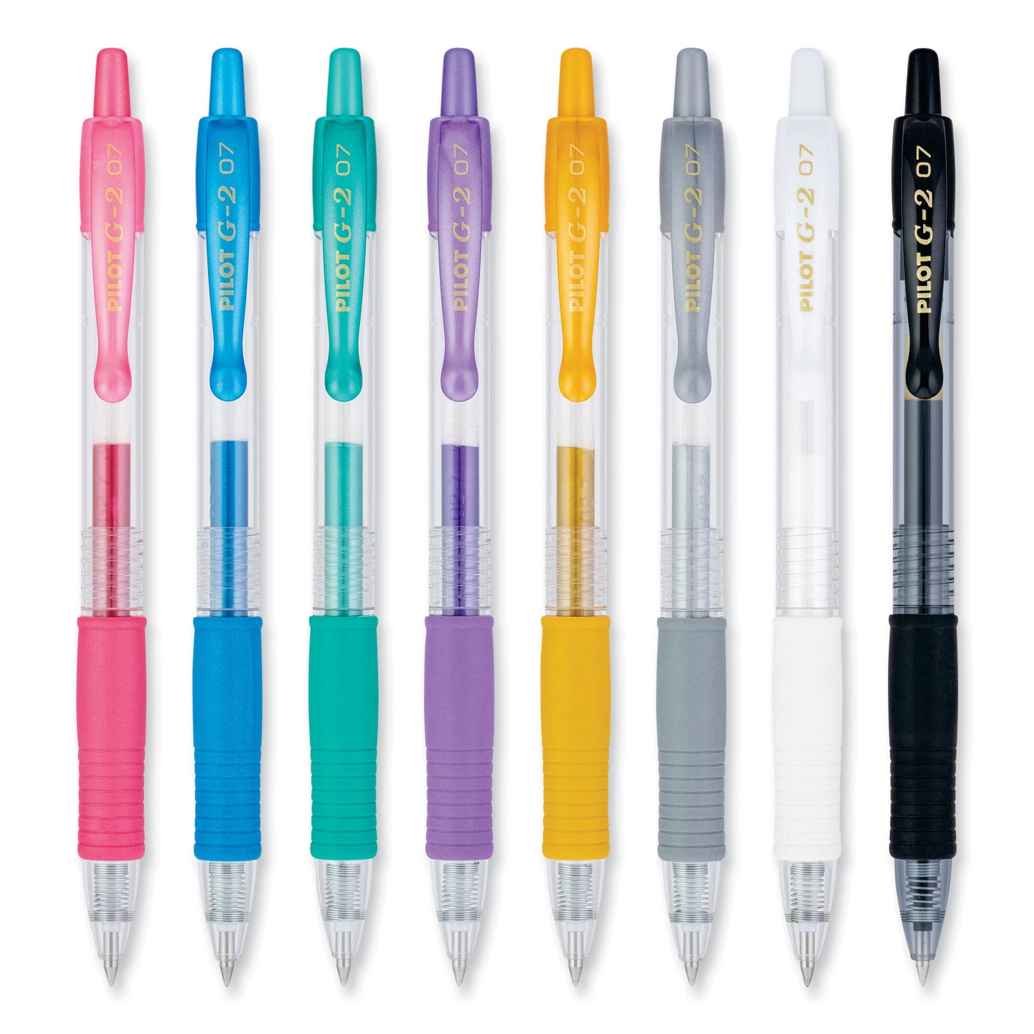 Pilot® G2 Metallics Gel Pen, Retractable, Fine 0.7 Mm, Assorted Ink And Barrel Colors, 8/pack