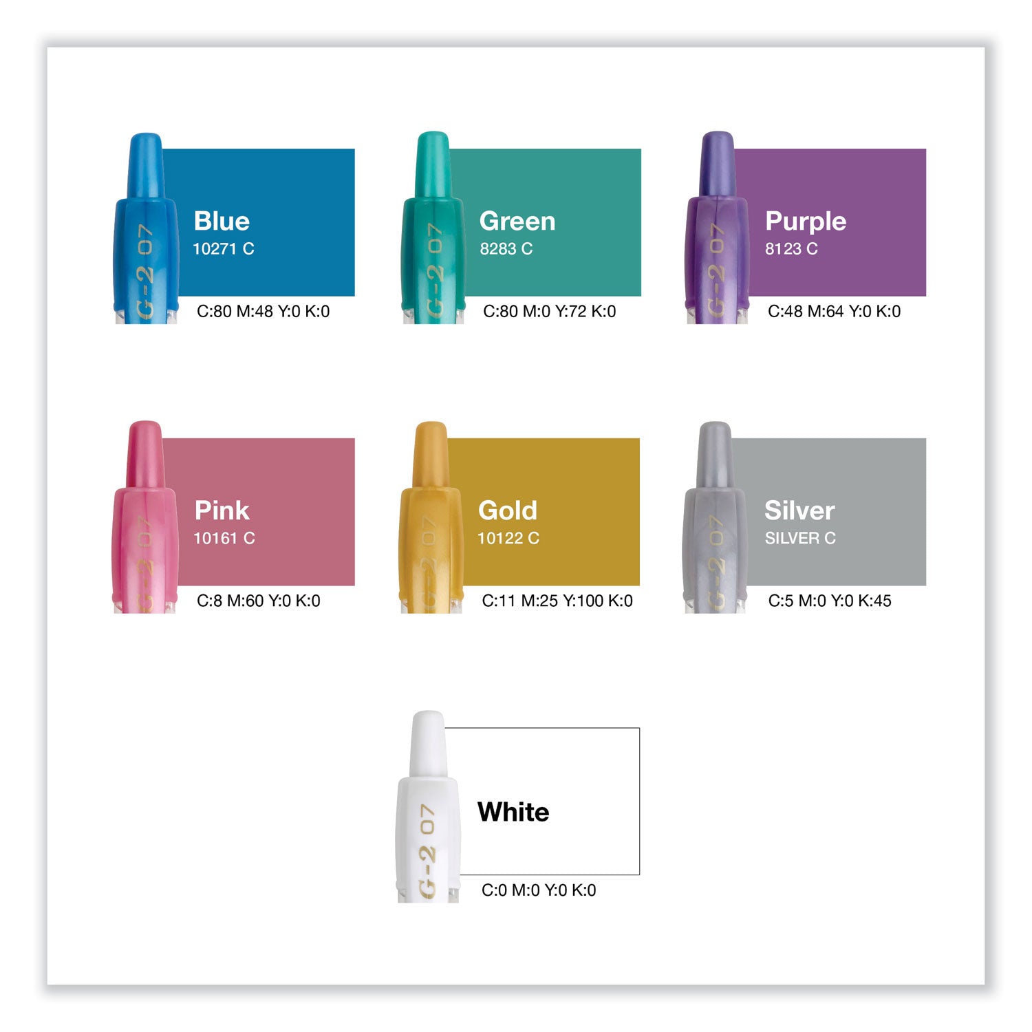 Pilot® G2 Metallics Gel Pen, Retractable, Fine 0.7 Mm, Assorted Ink And Barrel Colors, 8/pack