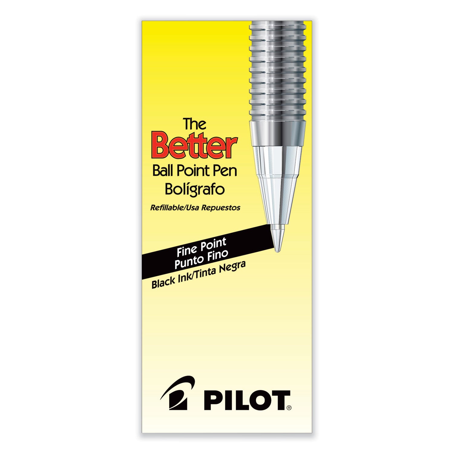 Pilot® Better Ballpoint Pen, Stick, Fine 0.7 Mm, Black Ink, Smoke Barrel, Dozen