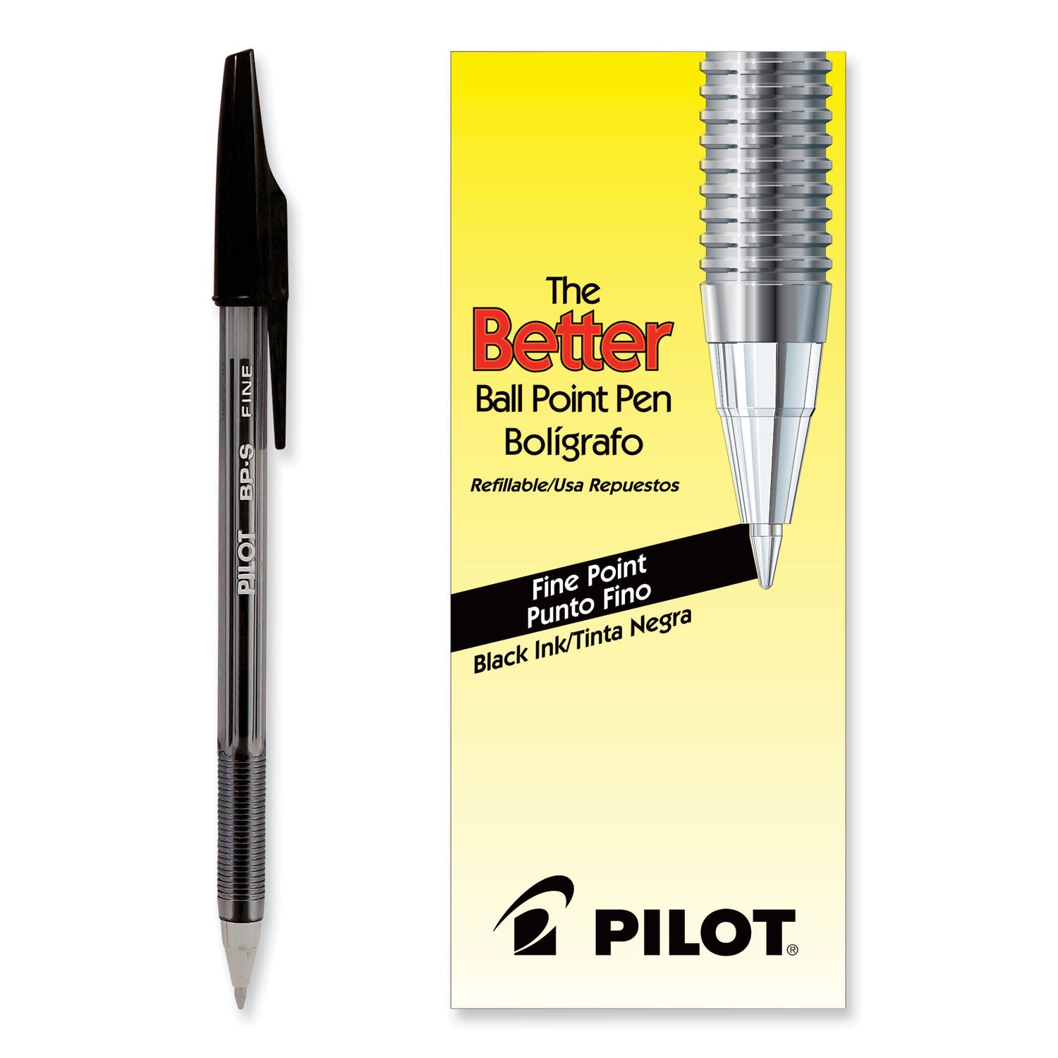 Pilot® Better Ballpoint Pen, Stick, Fine 0.7 Mm, Black Ink, Smoke Barrel, Dozen
