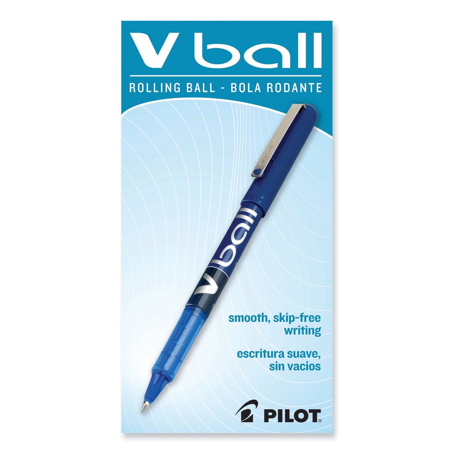 Pilot® VBall Liquid Ink Rollerball Pen, Stick, Extra-Fine 0.5 mm, Blue Ink, Blue/Clear Barrel, Dozen
