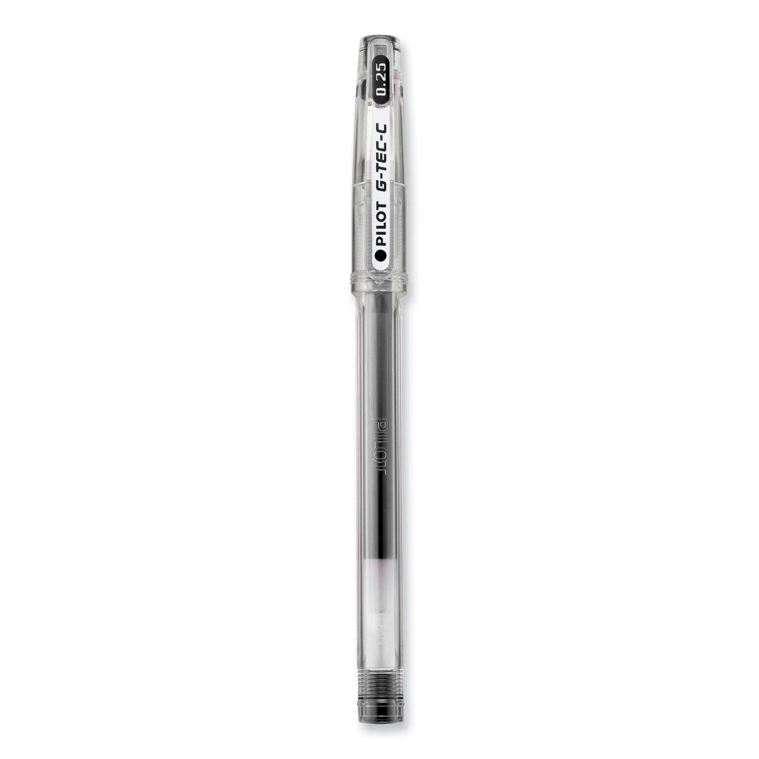 Pilot® G-TEC-C Ultra Gel Pen, Stick, Ultra-Fine 0.4 mm, Black Ink, Clear/Black Barrel, Dozen