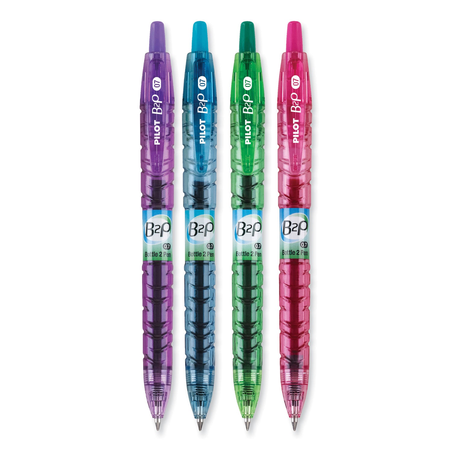 Pilot® B2p Bottle-2-Pen Recycled Gel Pen, Retractable, Fine 0.7 Mm, Assorted Ink And Barrel Colors, 4/pack