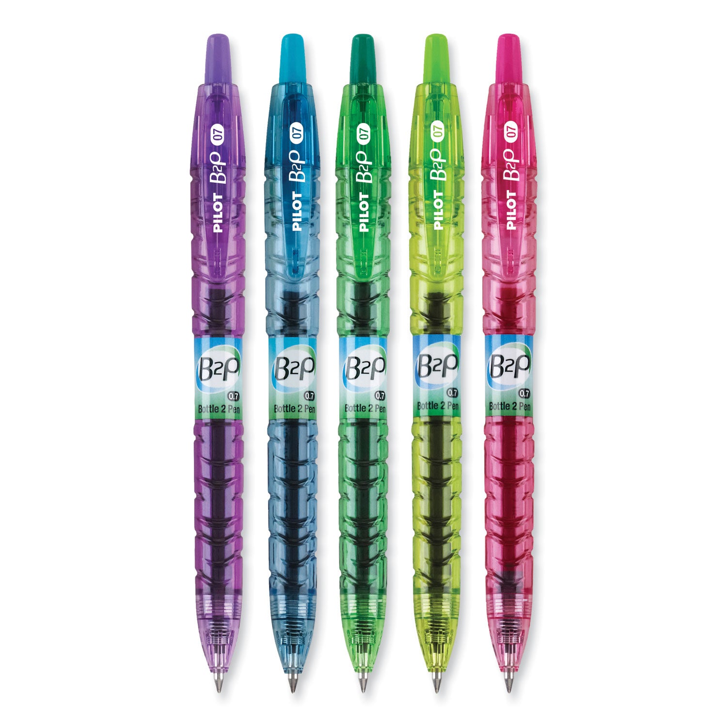 Pilot® B2p Bottle-2-Pen Recycled Gel Pen, Retractable, Fine 0.7 Mm, Assorted Ink And Barrel Colors, 5/pack