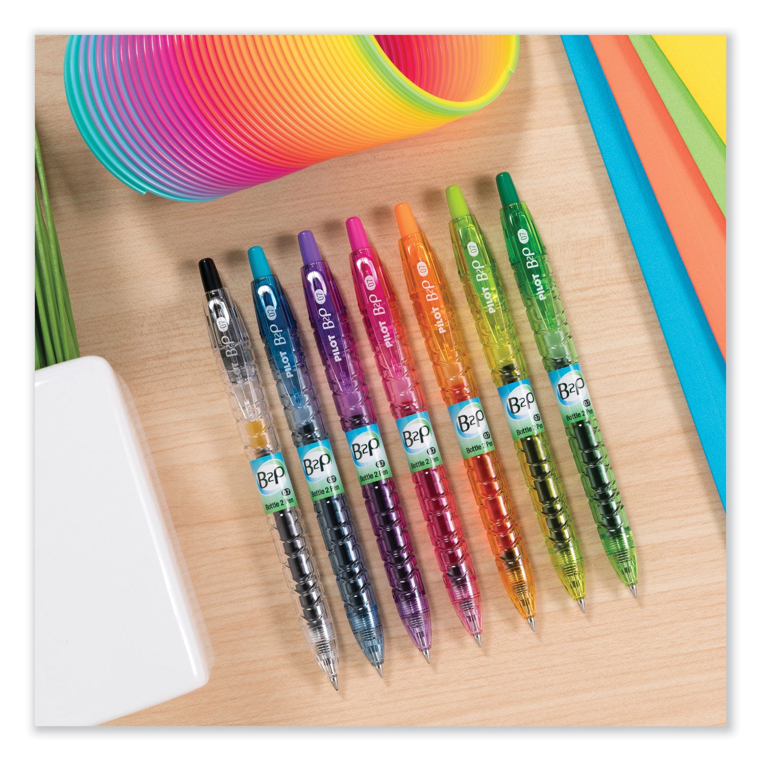 Pilot® B2p Bottle-2-Pen Recycled Gel Pen, Retractable, Fine 0.7 Mm, Assorted Ink And Barrel Colors, 5/pack