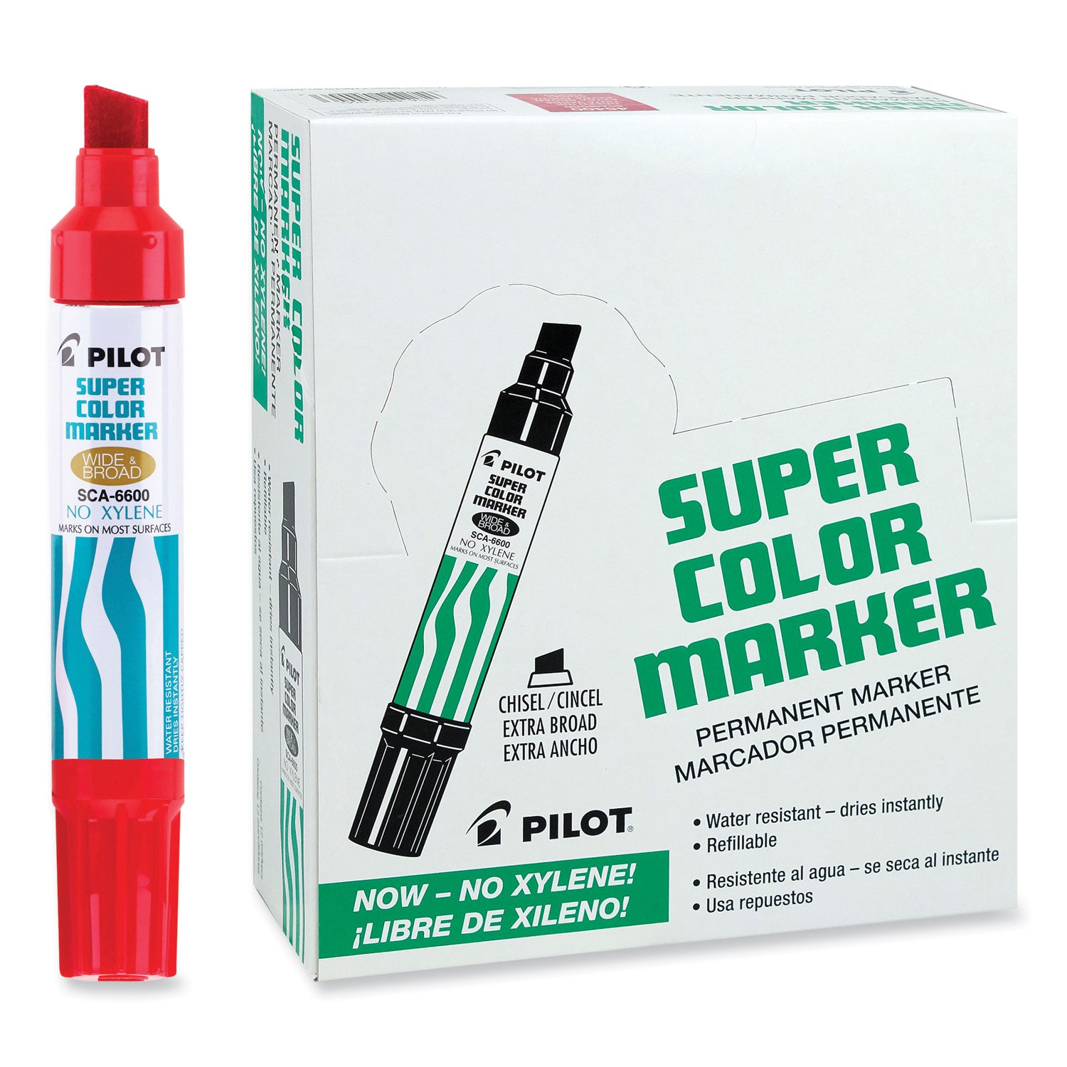 Pilot® Jumbo Refillable Permanent Marker, Broad Chisel Tip, Red