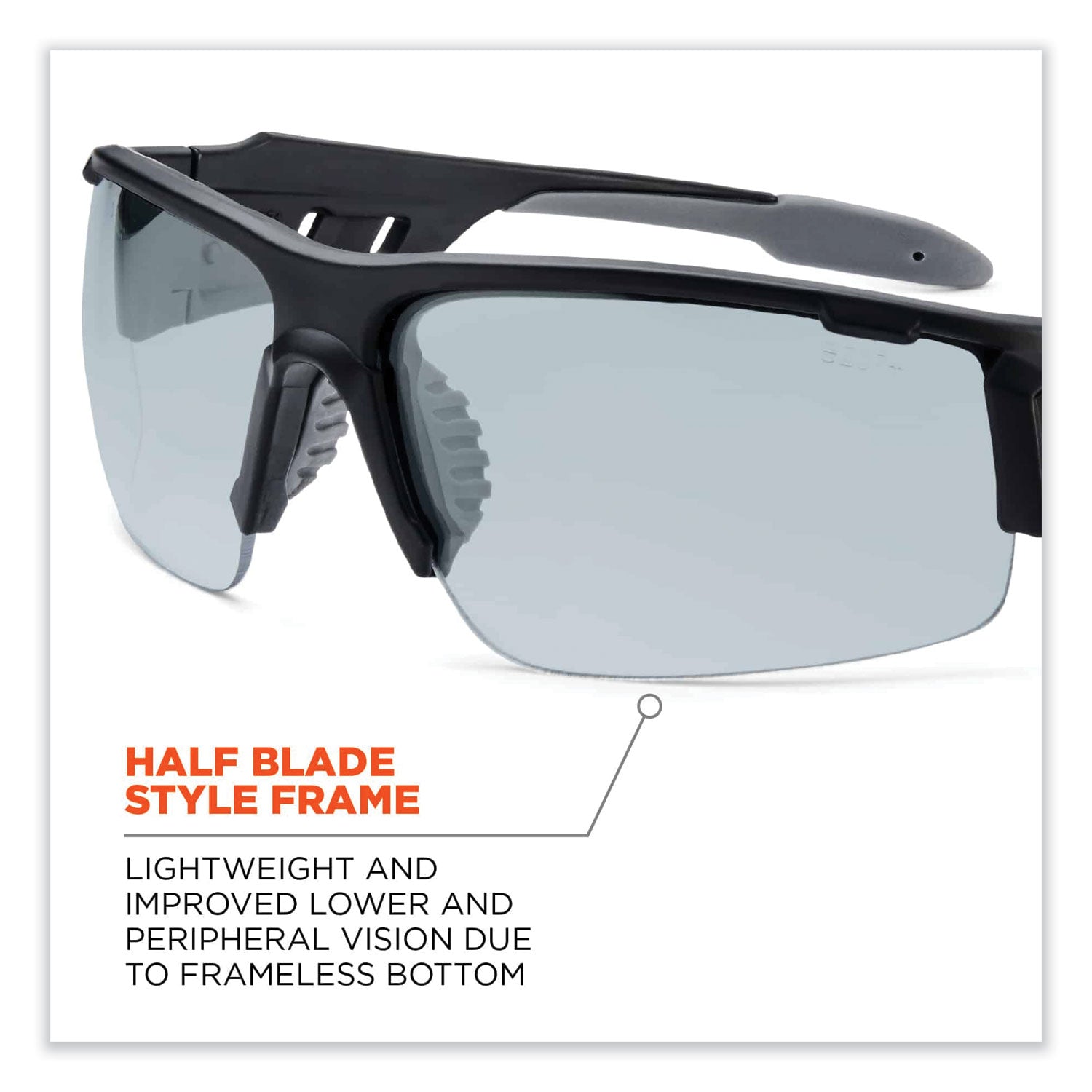 ergodyne® Skullerz Dagr Safety Glasses, Matte Black Nylon Impact Frame, Indoor/Outdoor Polycarbonate Lens