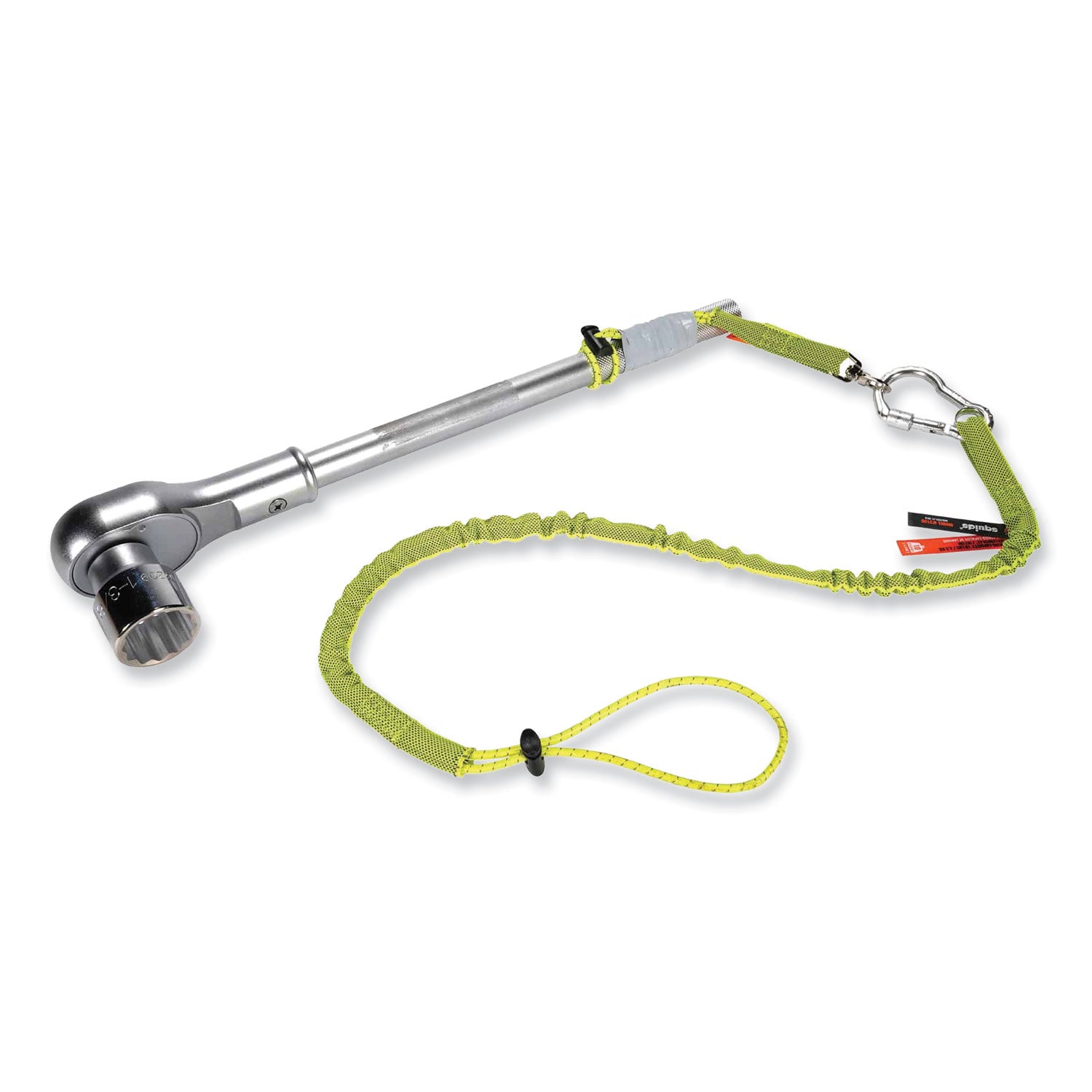 ergodyne® Squids 3100 Lanyard with Aluminum Carabiner + Cinch-Loop, 10 lb Max Working Capacity, 35" to 45" Long, Lime
