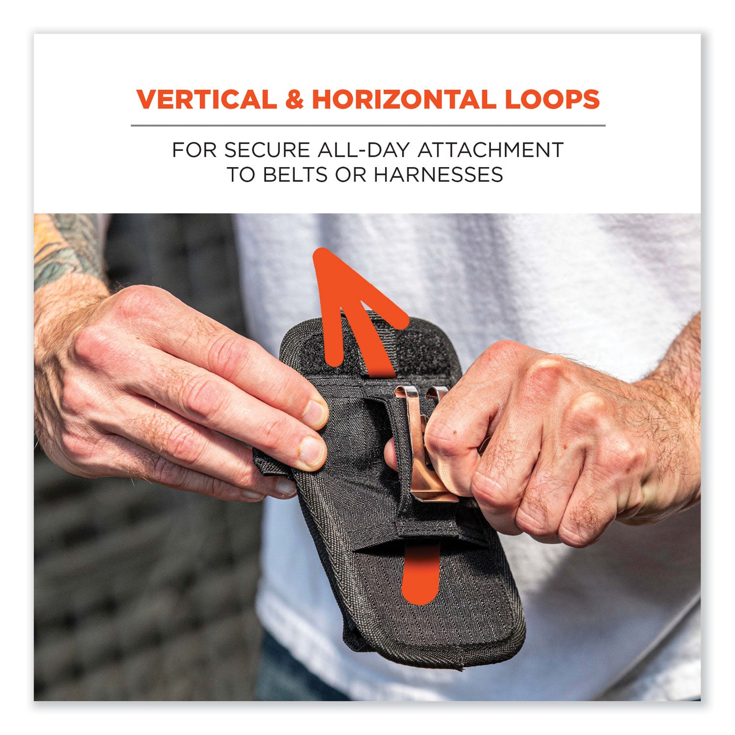 ergodyne® Squids 5544 Phone Style Scanner Holster with Belt Clip and Loops, 1 Compartment, 3.75 x 1 x 6.5, Polyester,Black