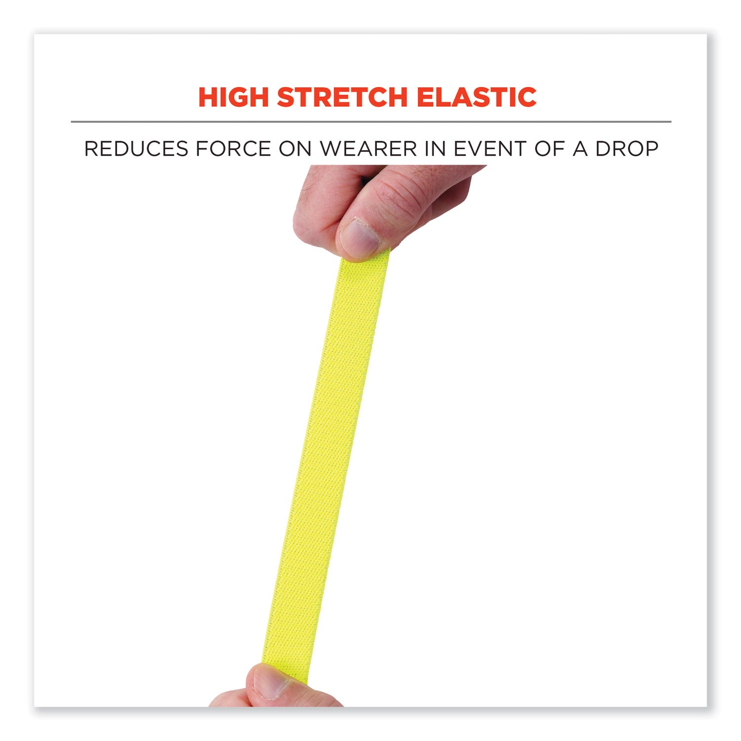 ergodyne® Squids 3150 Elastic Lanyard with Buckle, 2 lb Max Working Capacity, 18" to 48" Long, Lime