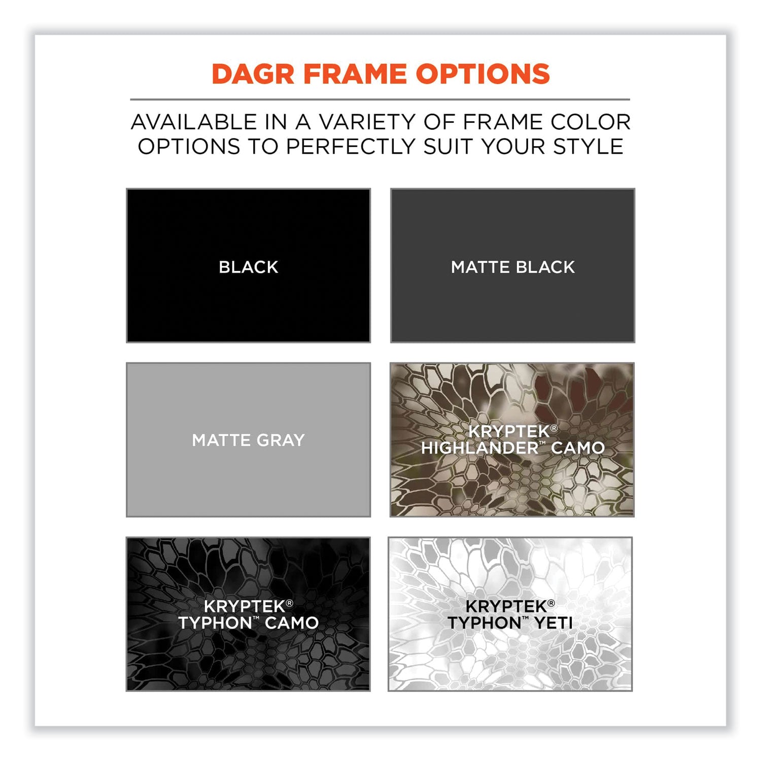 ergodyne® Skullerz Dagr Safety Glasses, Matte Black Nylon Impact Frame, Indoor/Outdoor Polycarbonate Lens