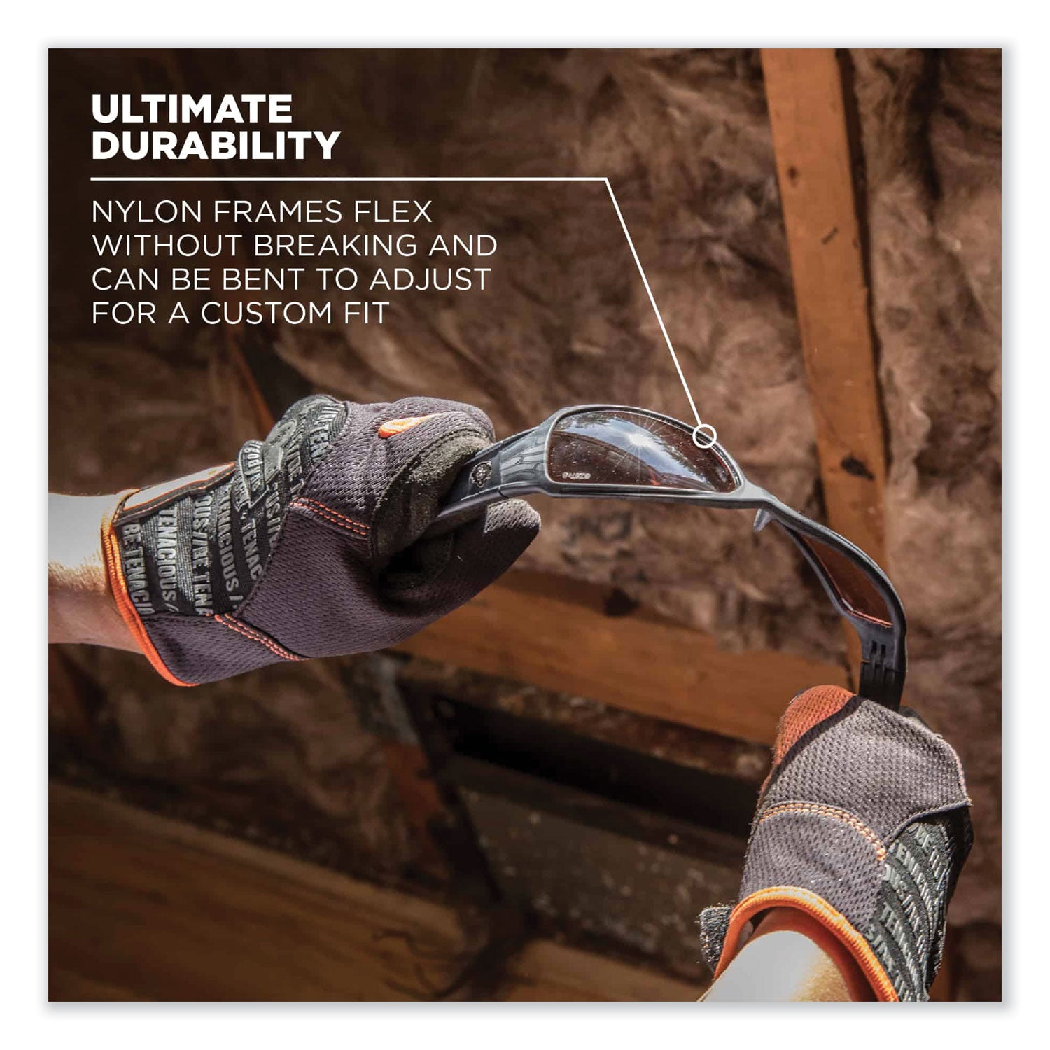 ergodyne® Skullerz Dagr Safety Glasses, Matte Black Nylon Impact Frame, Indoor/Outdoor Polycarbonate Lens