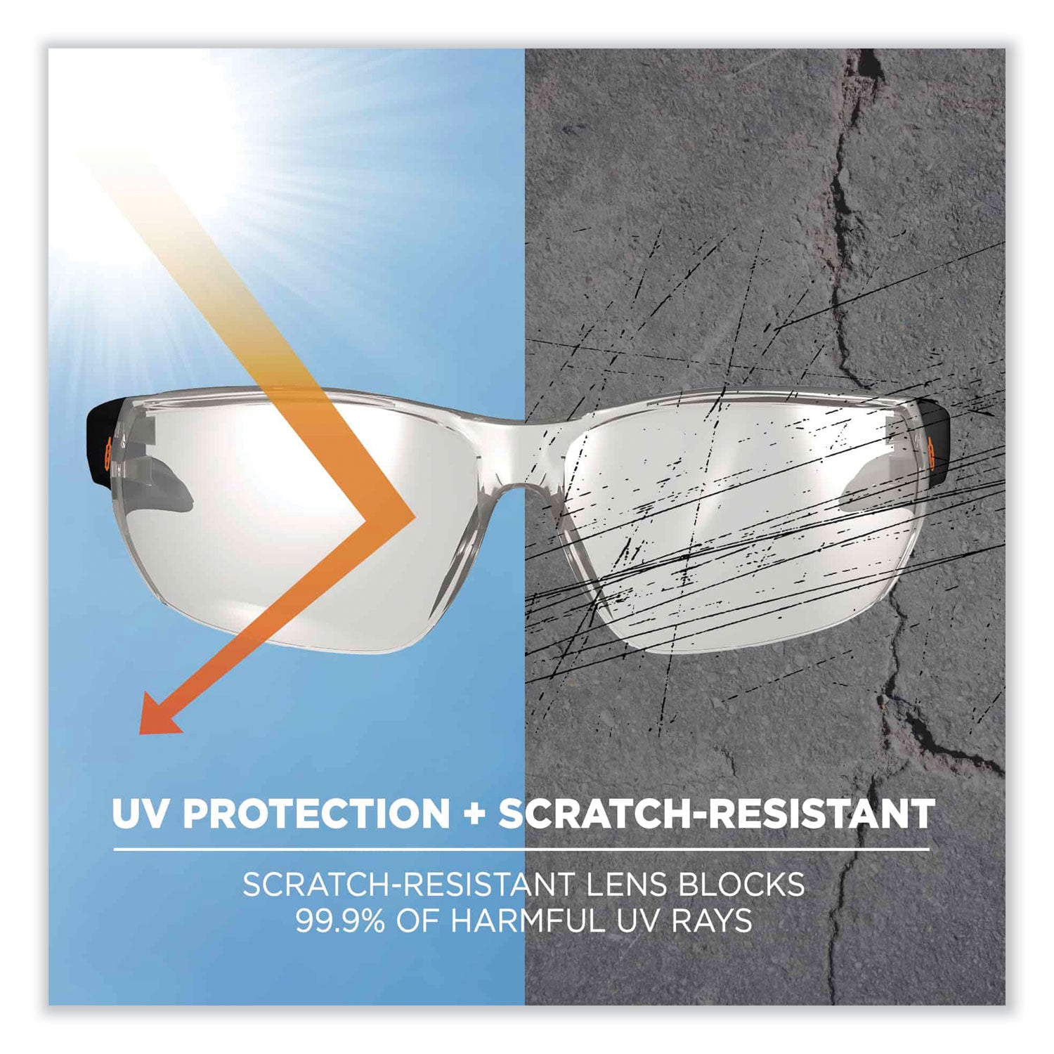 ergodyne® Skullerz Vali Frameless Safety Glasses, Black Nylon Impact Frame, Indoor/Outdoor Polycarbonate Lens