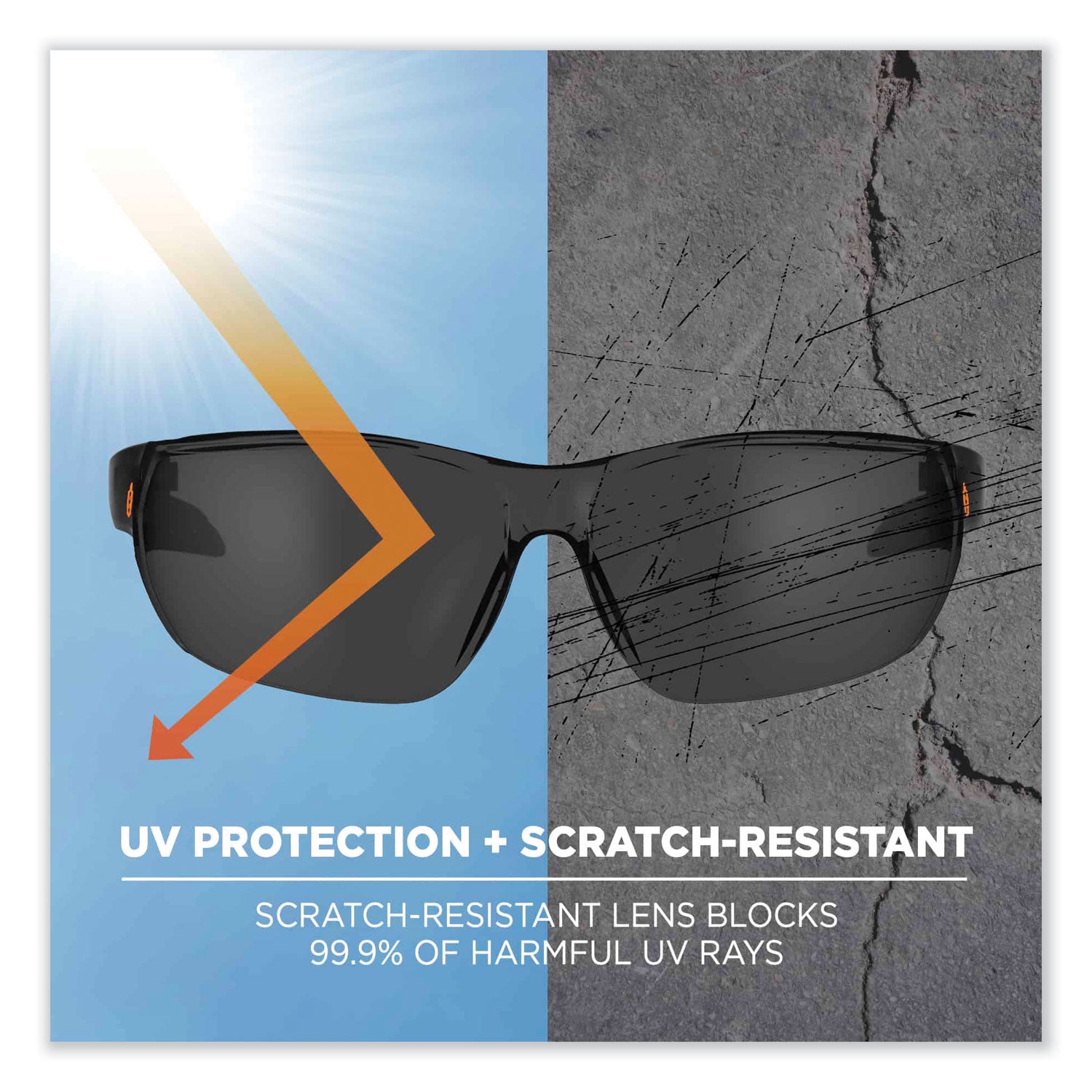 ergodyne® Skullerz Vali Frameless Safety Glasses, Black Nylon Impact Frame, Anti-Fog Smoke, Polycarbonate Lens