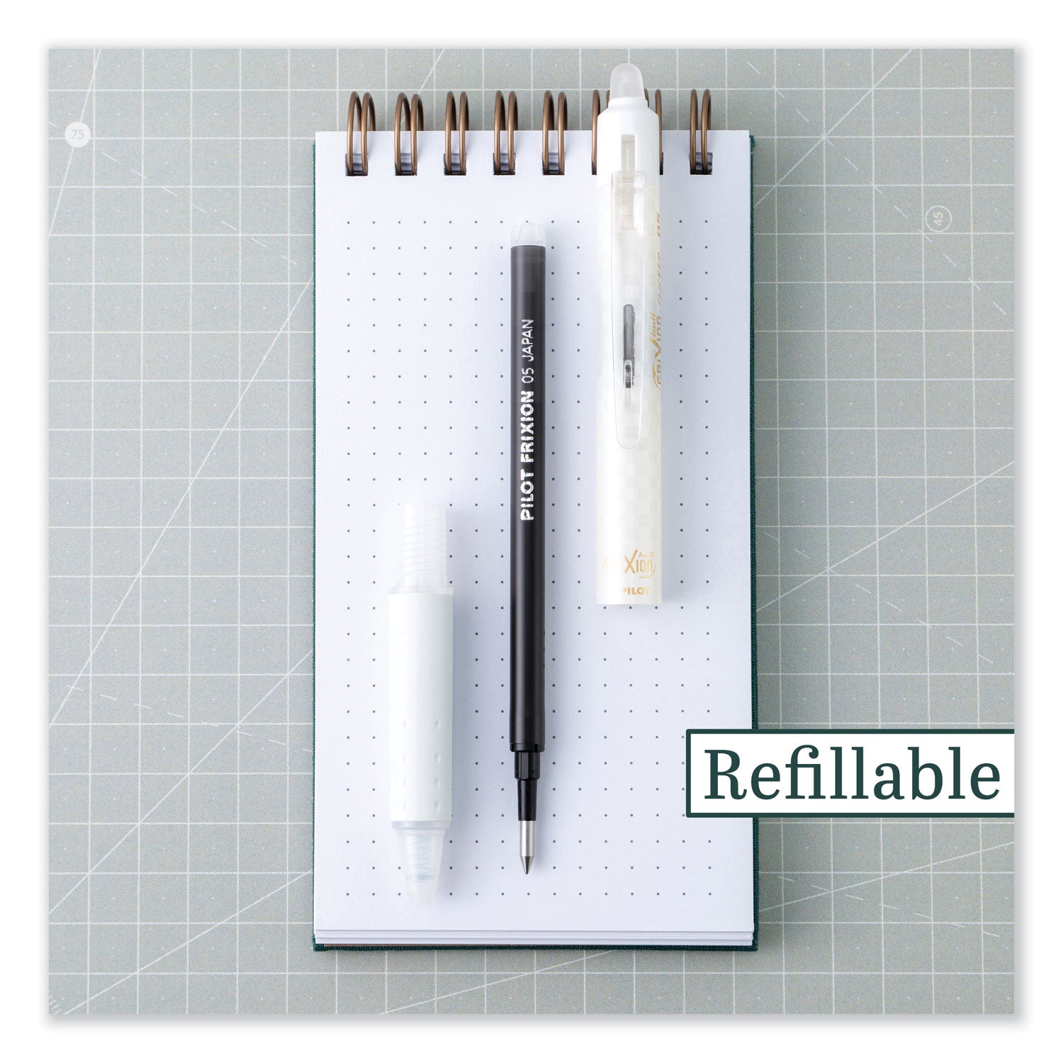 Pilot® FriXion Ball Clicker Erasable Gel Pen, Retractable, Extra-Fine 0.5 mm, Black Ink, White Barrel, Dozen