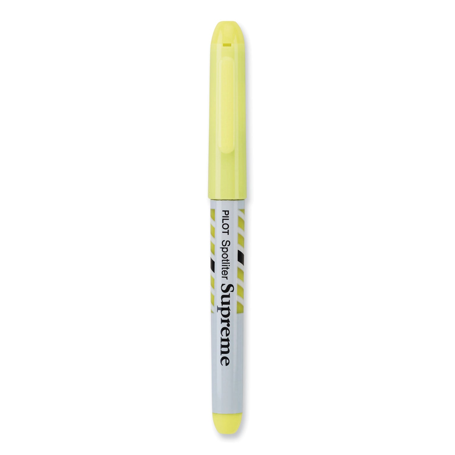 Pilot® Spotliter Supreme Highlighter, Fluorescent Yellow Ink, Chisel Tip, Yellow/white Barrel, Dozen