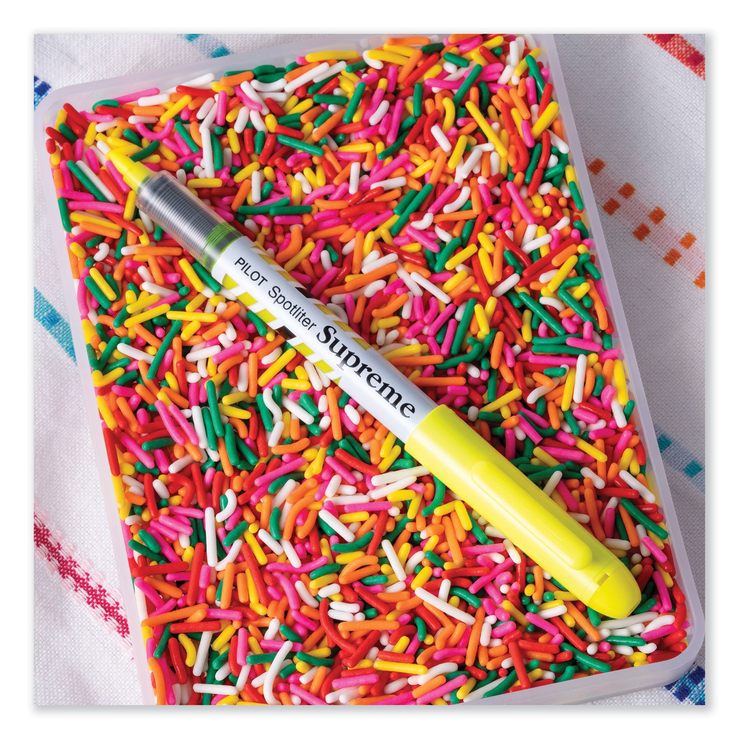 Pilot® Spotliter Supreme Highlighter, Fluorescent Yellow Ink, Chisel Tip, Yellow/white Barrel, Dozen