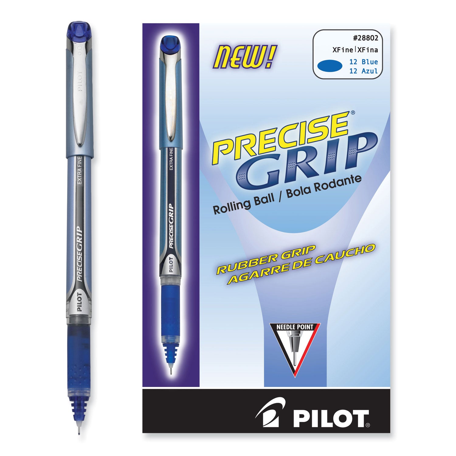 Pilot® Precise Grip Rollerball Pen, Stick, Extra-Fine 0.5 mm, Blue Ink, Blue Barrel
