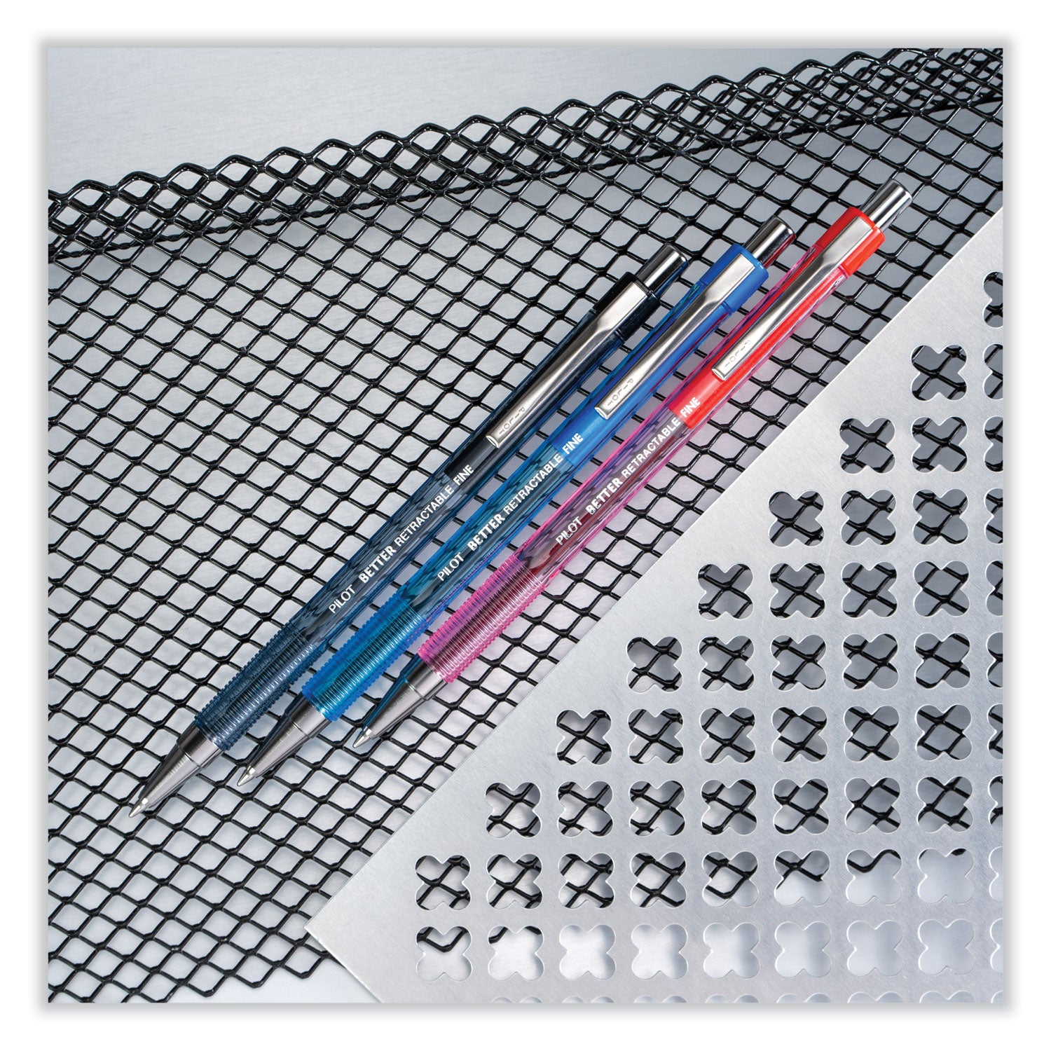 Pilot® Better Ballpoint Pen, Retractable, Fine 0.7 Mm, Red Ink, Translucent Red Barrel, Dozen