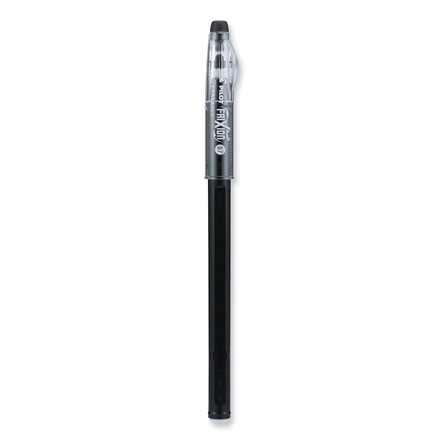 Pilot® FriXion ColorSticks Erasable Gel Pen, Stick, Fine 0.7 mm, Black Ink, Black Barrel, Dozen