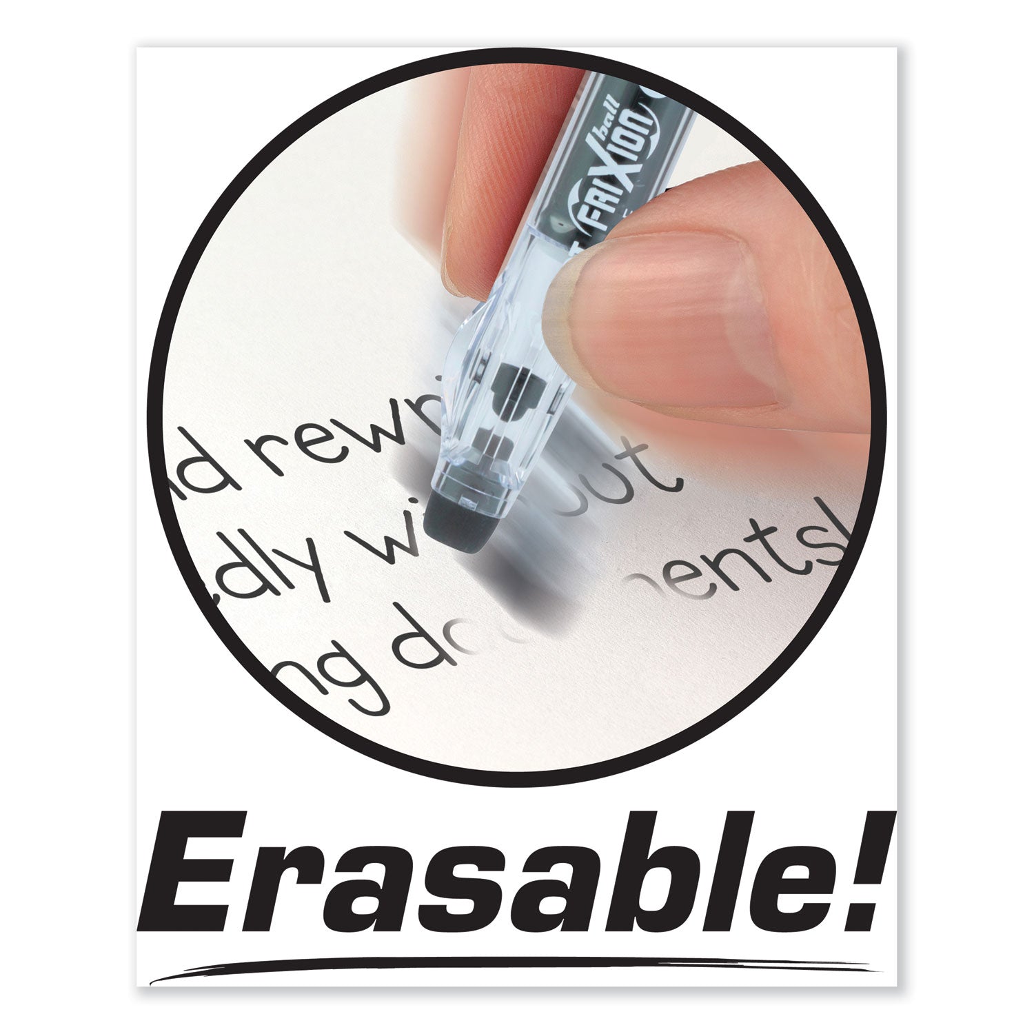 Pilot® FriXion ColorSticks Erasable Gel Pen, Stick, Fine 0.7 mm, Black Ink, Black Barrel, Dozen