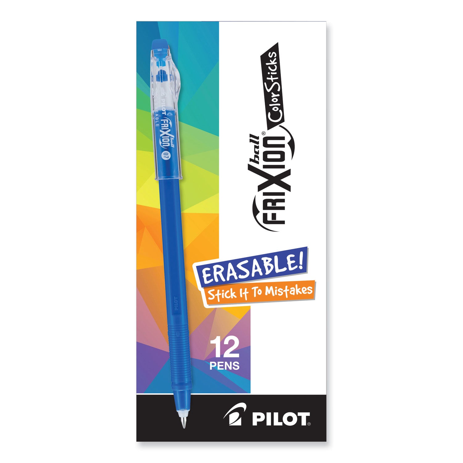 Pilot® FriXion ColorSticks Erasable Gel Pen, Stick, Fine 0.7 mm, Blue Ink, Blue Barrel, Dozen