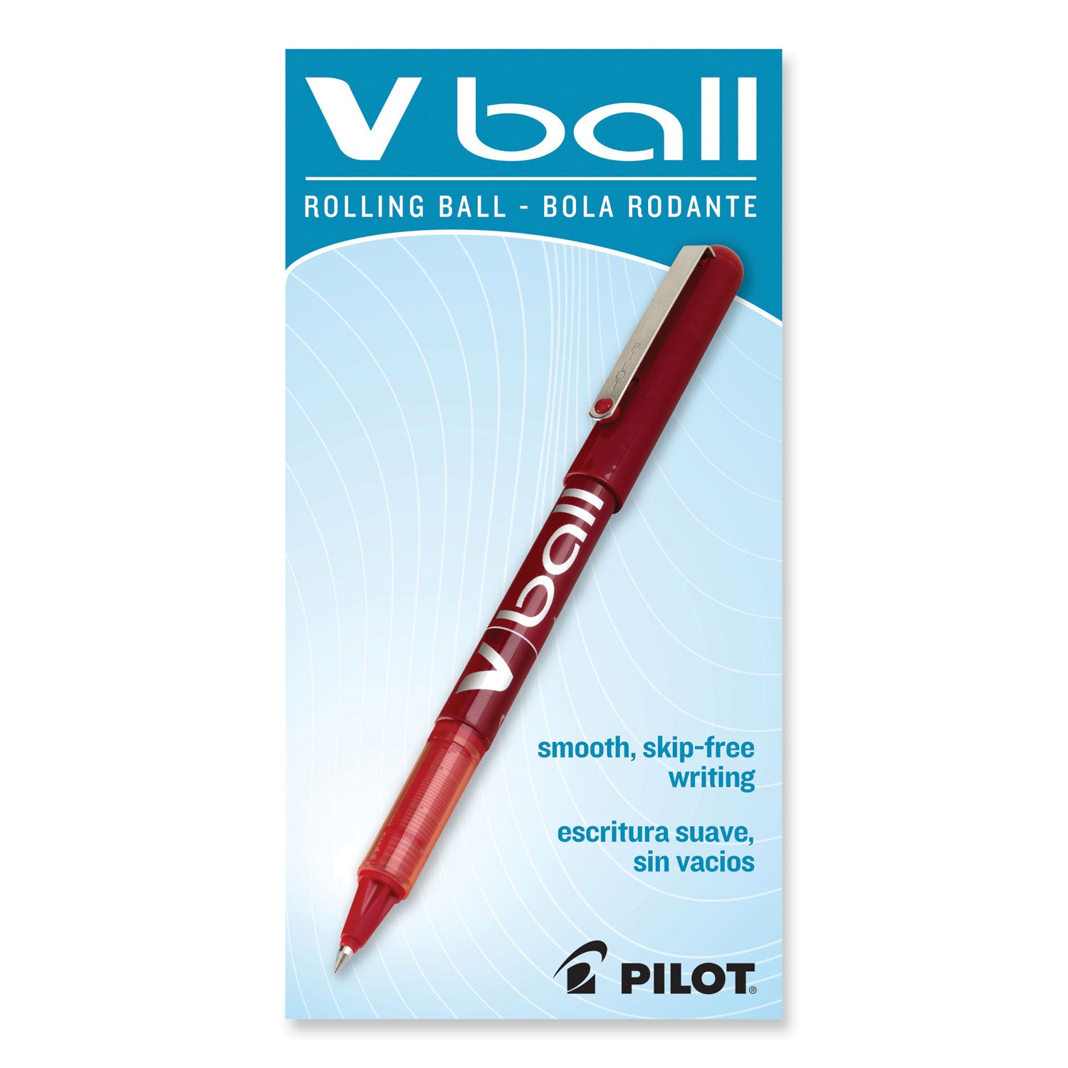 Pilot® VBall Liquid Ink Rollerball Pen, Stick, Extra-Fine 0.5 mm, Red Ink, Red/Clear Barrel, Dozen