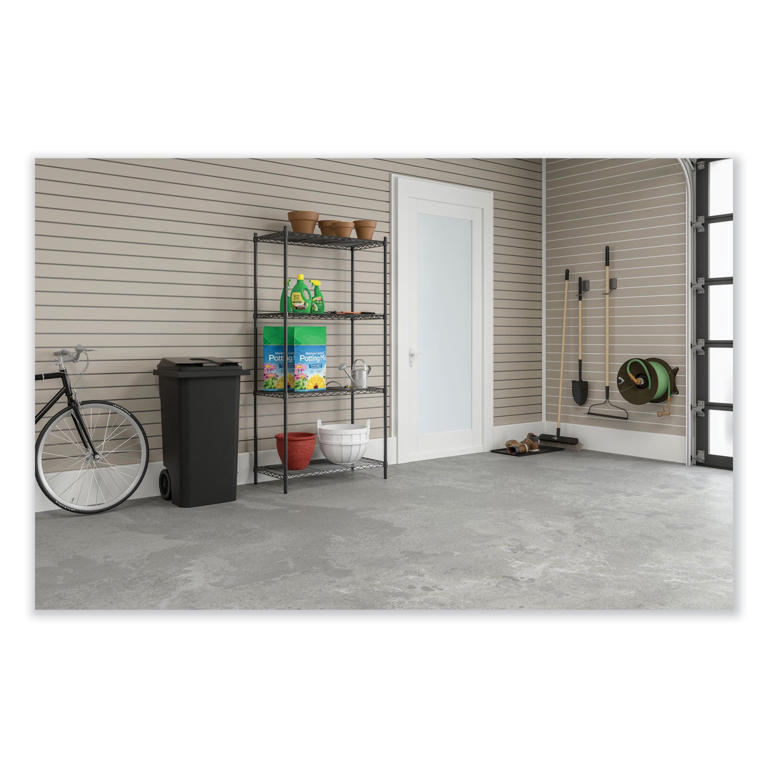 Safco® Industrial Wire Shelving, Four-Shelf, 36w x 24d x 72h, Black