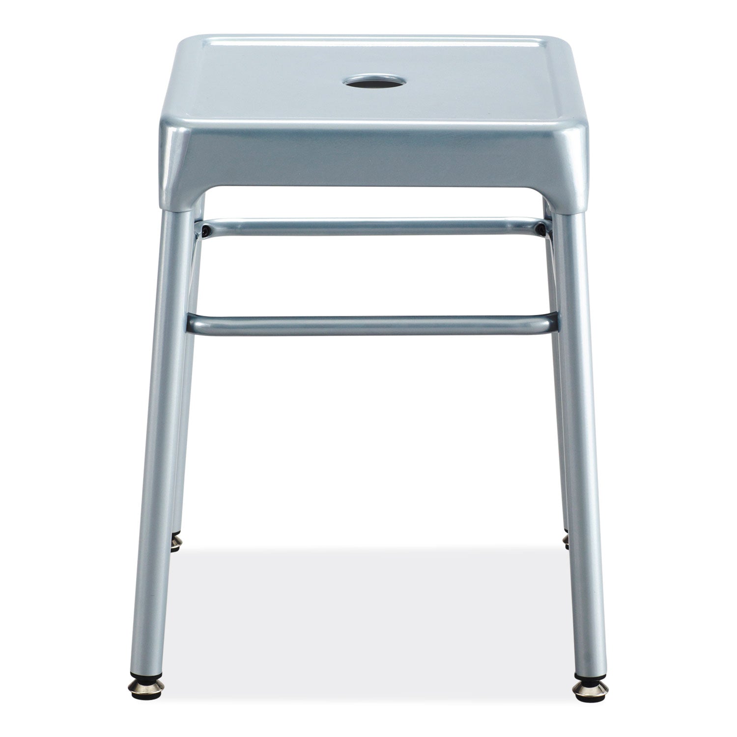 Safco® Steel GuestBistro Stool, Backless, Supports Up to 250 lb, 18" Seat Height, Silver Seat, Silver Base