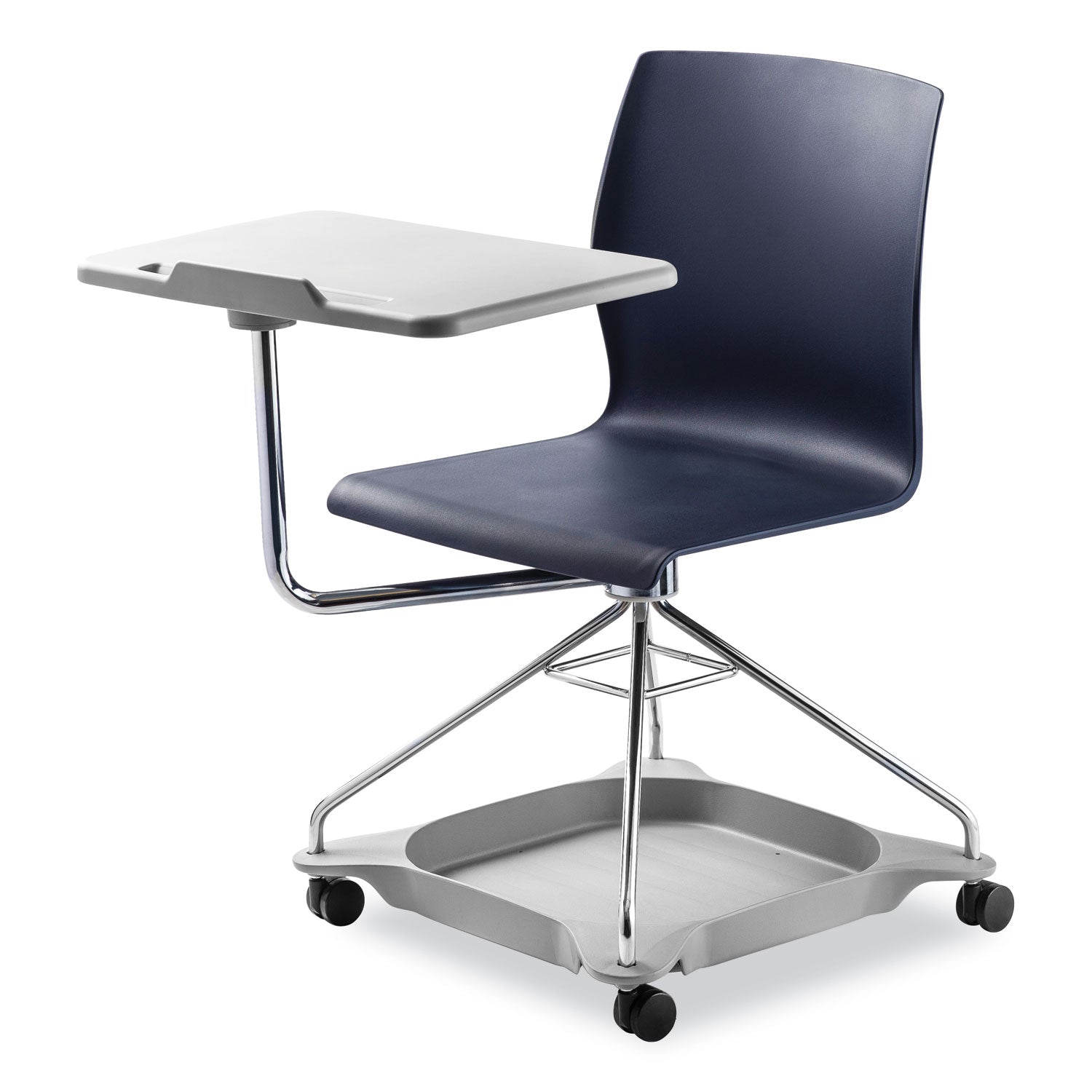 NPS® CoGo Mobile Tablet Chair, Supports Up to 440 lb, 18.75" Seat Height, Blue Seat, Blue Back, Chrome Frame