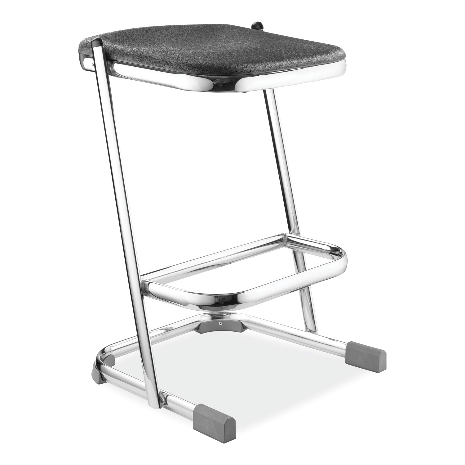 6600 Series Elephant Z-Stool, Backless, Supports Up to 500 lb, 24" Seat Height, Black Seat, Chrome Frame