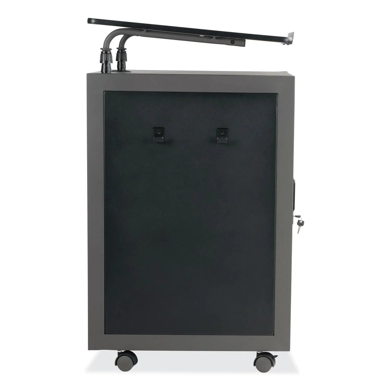 Teacher's WorkPod Lectern, 20 x 24 x 41, Charcoal Slate/Black Oklahoma Sound® Flipcost