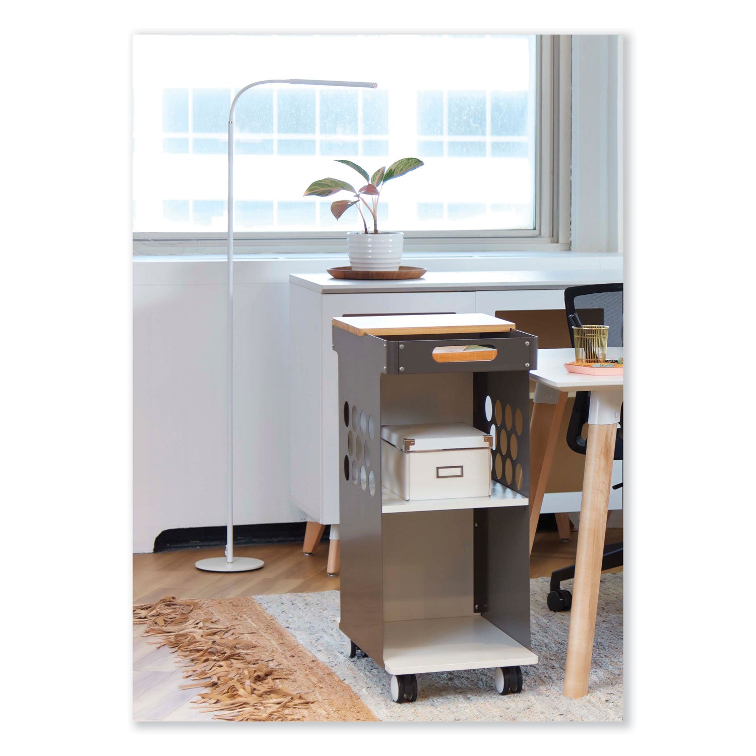 Safco® Resi LED Floor Lamp, Gooseneck, 60" Tall, White