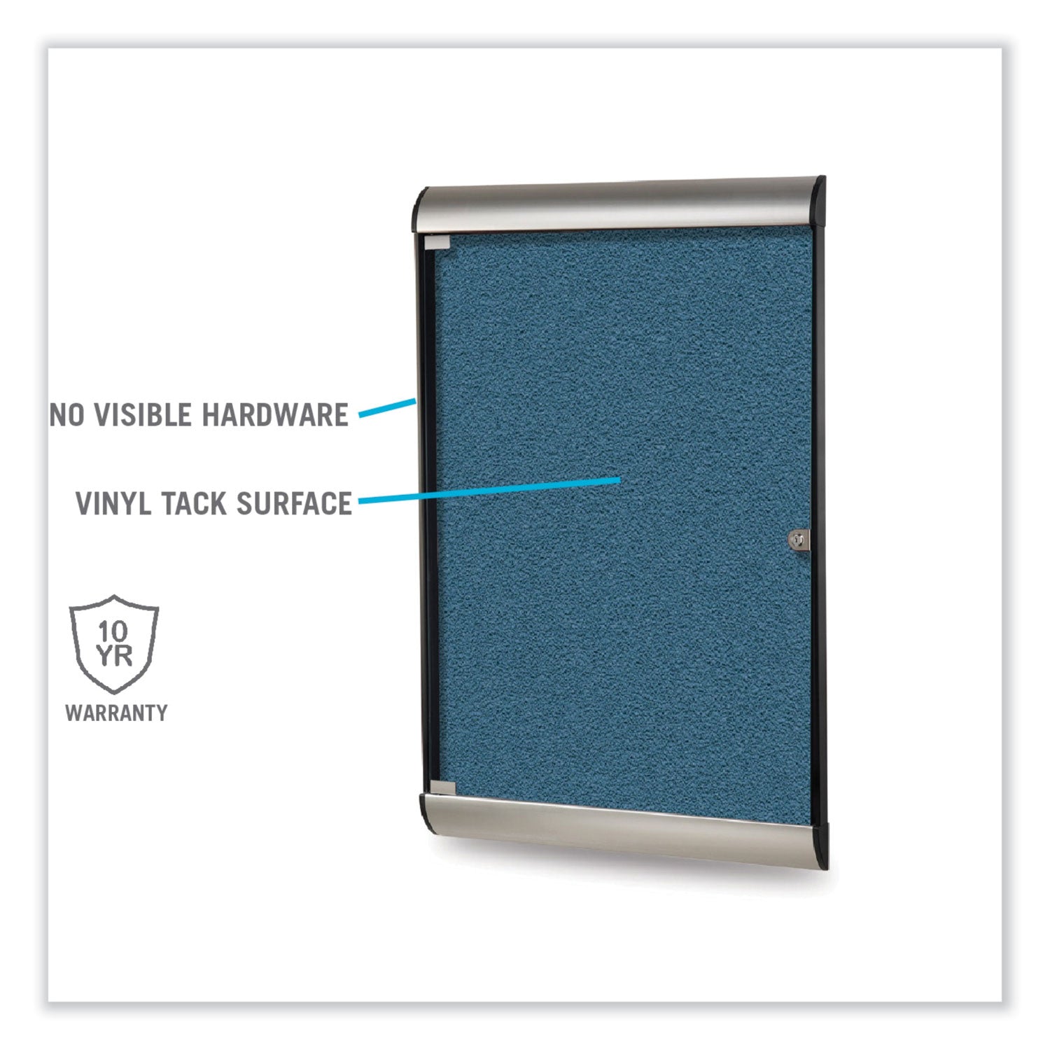 Ghent Silhouette 1 Door Enclosed Vinyl Bulletin Board, 27.75" x 42.13", Caramel Surface, Black/Satin Aluminum Frame