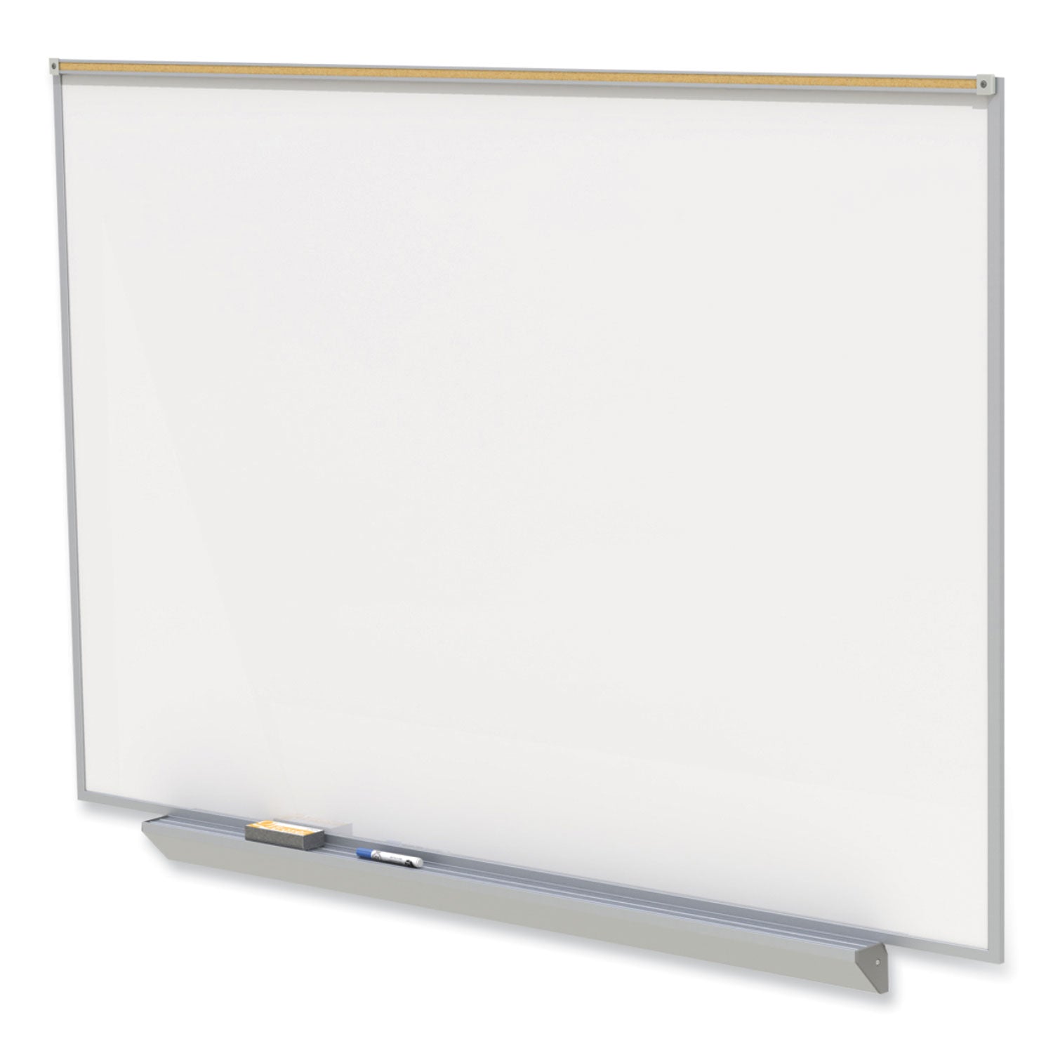 Ghent Proma Magnetic Porcelain Projection Whiteboard with Aluminum Frame, 48.5" x 36.5", White Surface, Satin Aluminum Frame