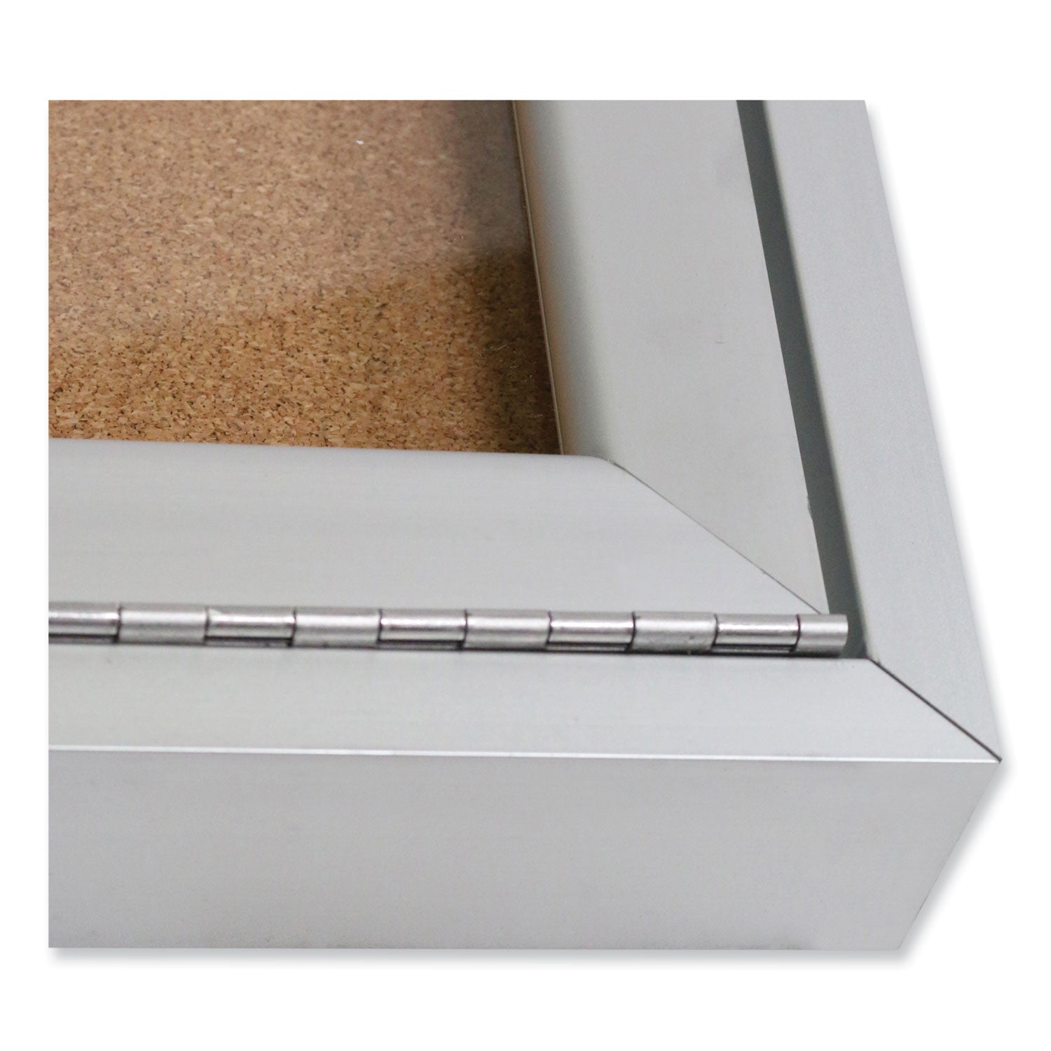 Ghent 3 Door Enclosed Vinyl Bulletin Board with Satin Frame, 72" x 48", Silver Surface, Satin Aluminum Frame