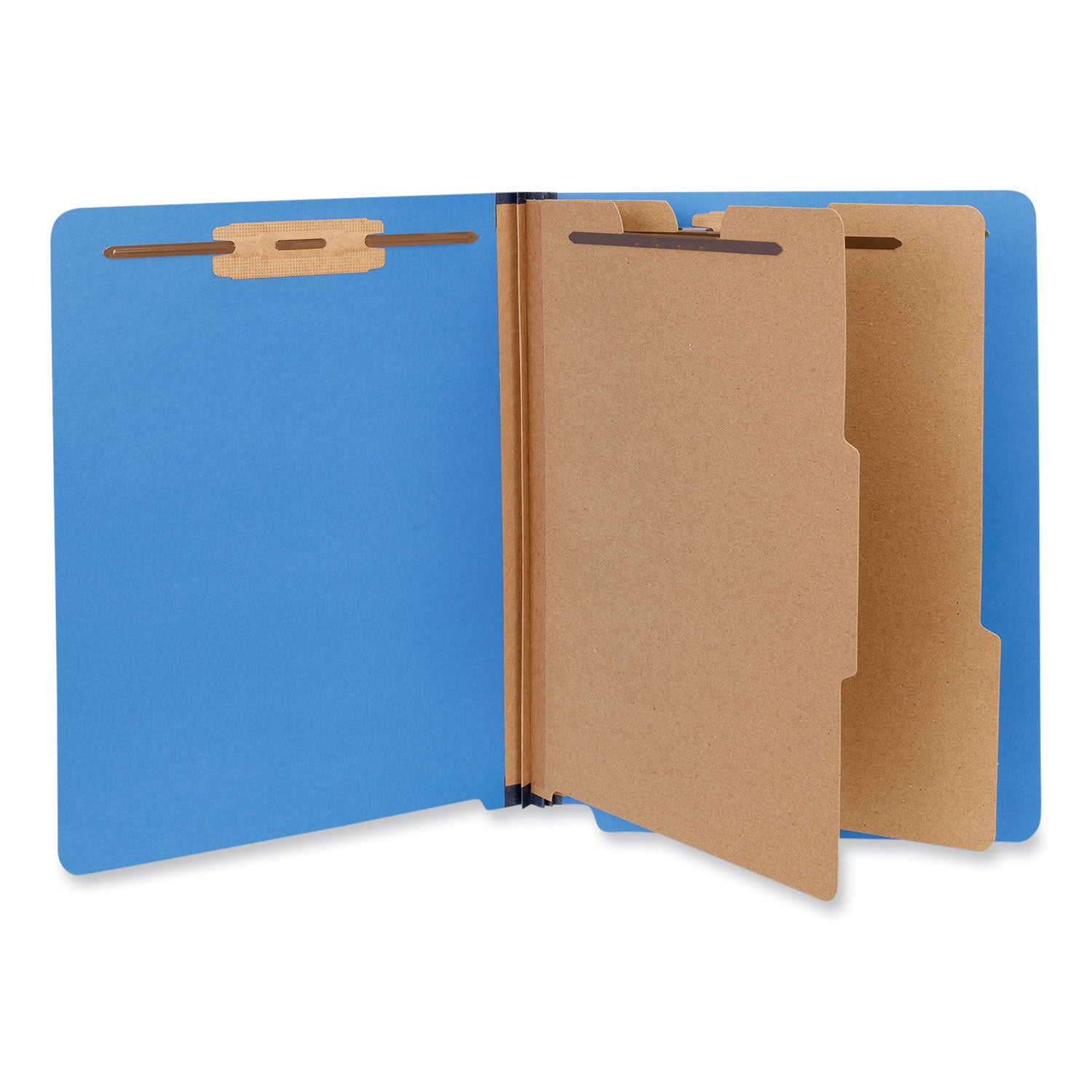 Universal® Deluxe Six-Section Pressboard End Tab Classification Folders, 2 Dividers, 6 Fasteners, Letter Size, Cobalt Blue, 10/Box