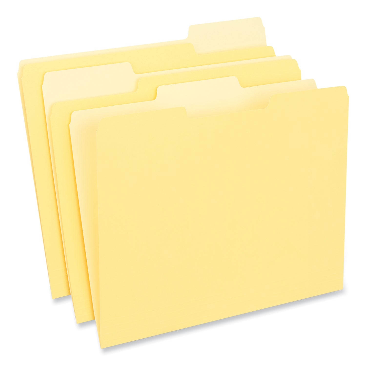 Universal® Interior File Folders, 1/3-Cut Tabs: Assorted, Letter Size, 11-pt Stock, Yellow, 100/Box