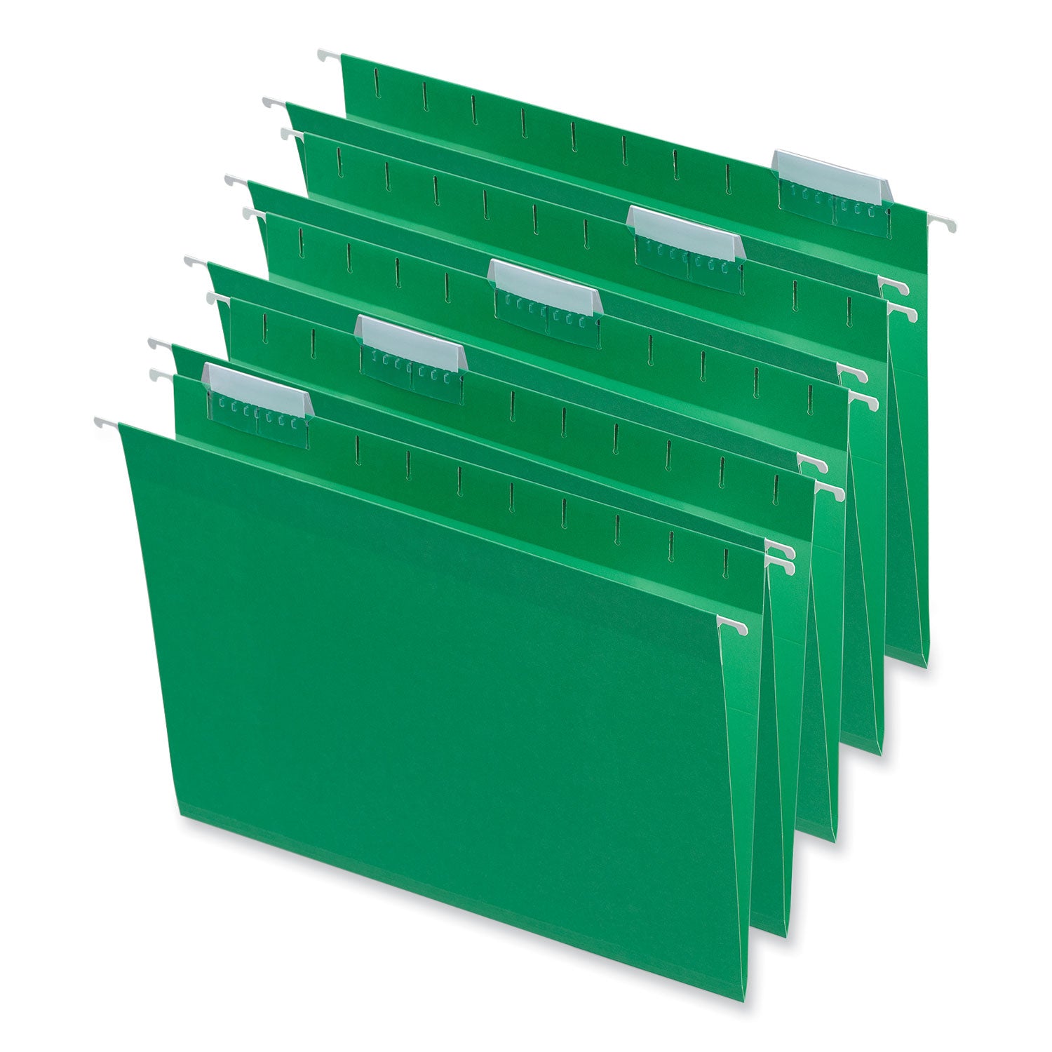 Universal® Deluxe Bright Color Hanging File Folders, Letter Size, 1/5-Cut Tabs, Bright Green, 25/Box