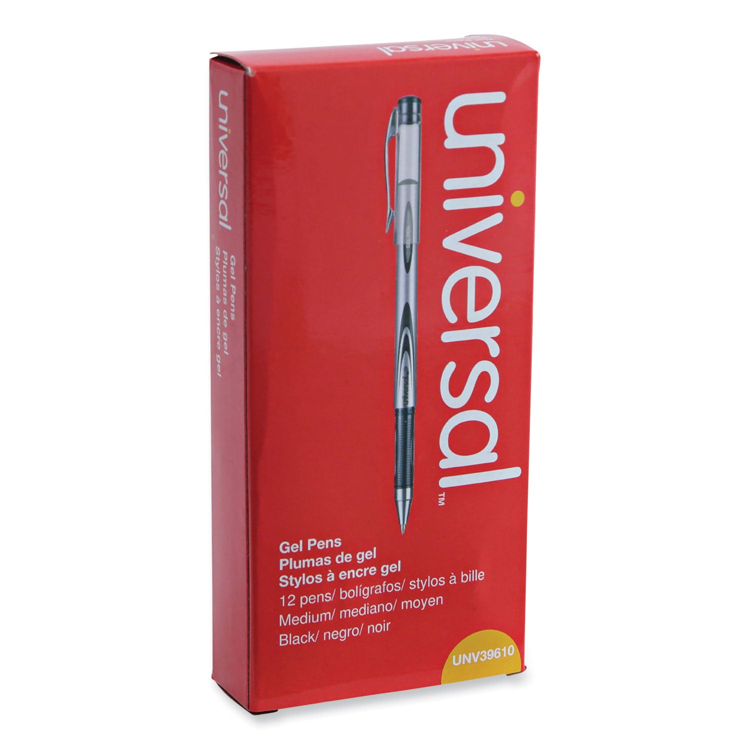Universal™ Gel Pen, Stick, Medium 0.7 Mm, Black Ink, Silver/black Barrel, Dozen