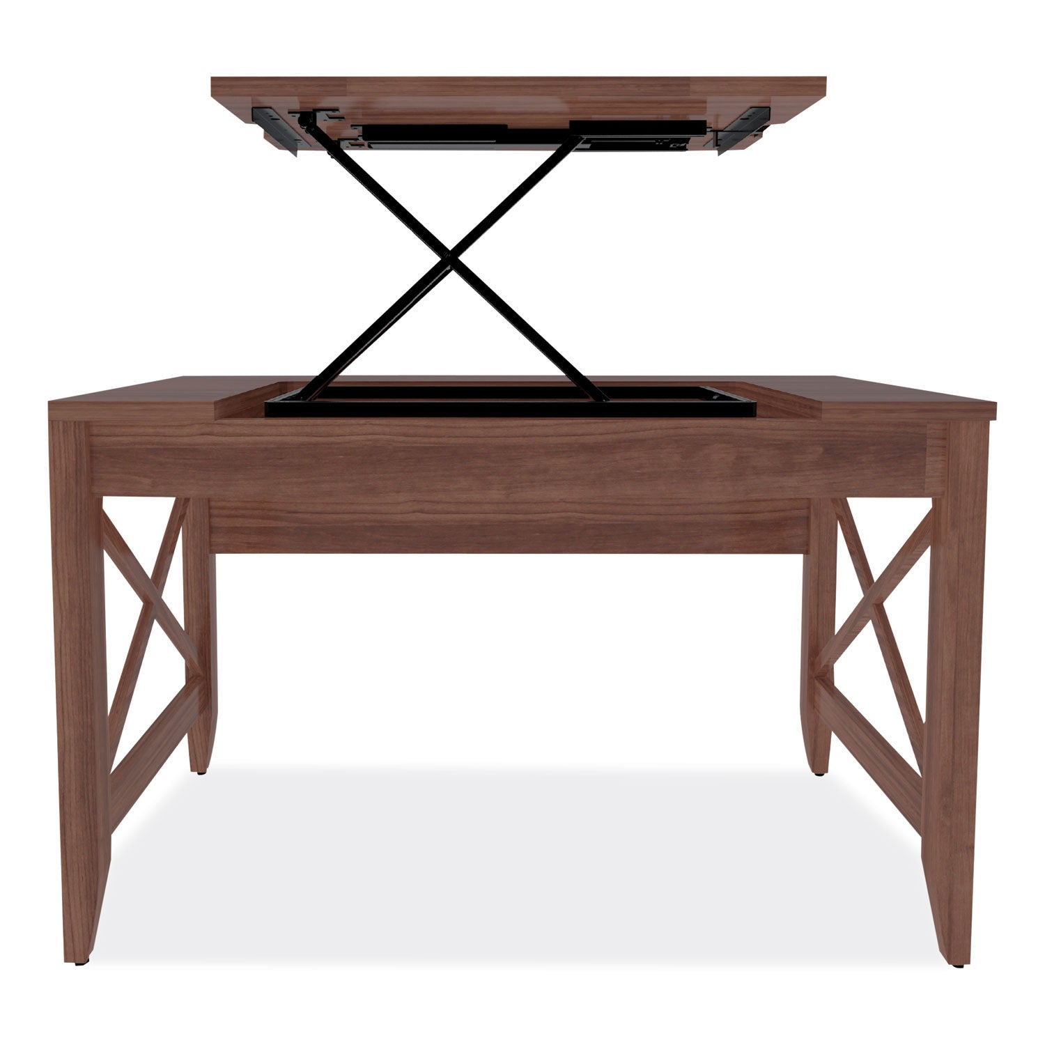 Alera® Sit-To-Stand Table Desk, 47.25" X 23.63" X 29.5" To 43.75", Modern Walnut
