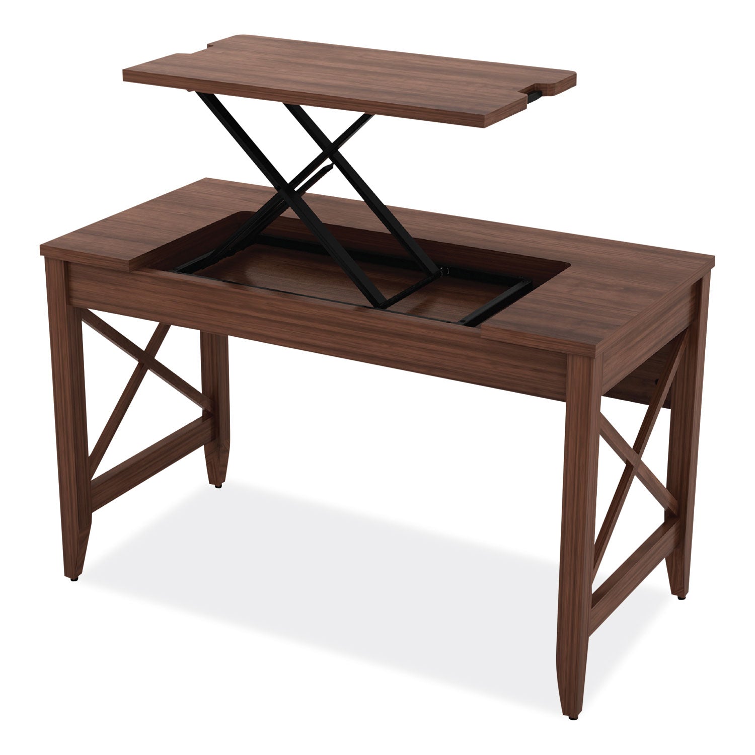 Alera® Sit-To-Stand Table Desk, 47.25" X 23.63" X 29.5" To 43.75", Modern Walnut