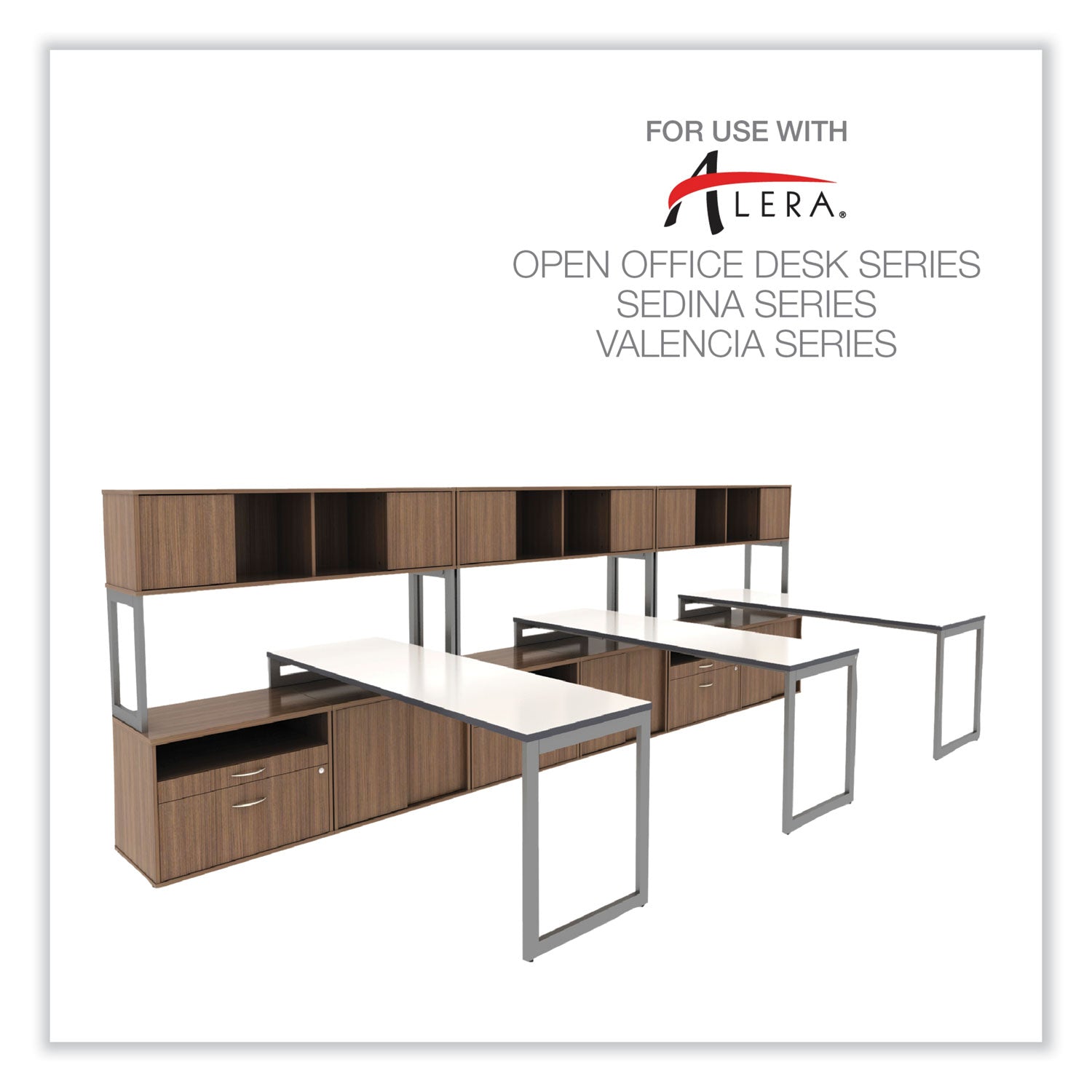 Alera® Alera Open Office Desk Series Low File Cabinet Credenza, 2-Drawer: Pencil/file, Legal/letter, 1 Shelf,walnut,29.5x19.13x22.88